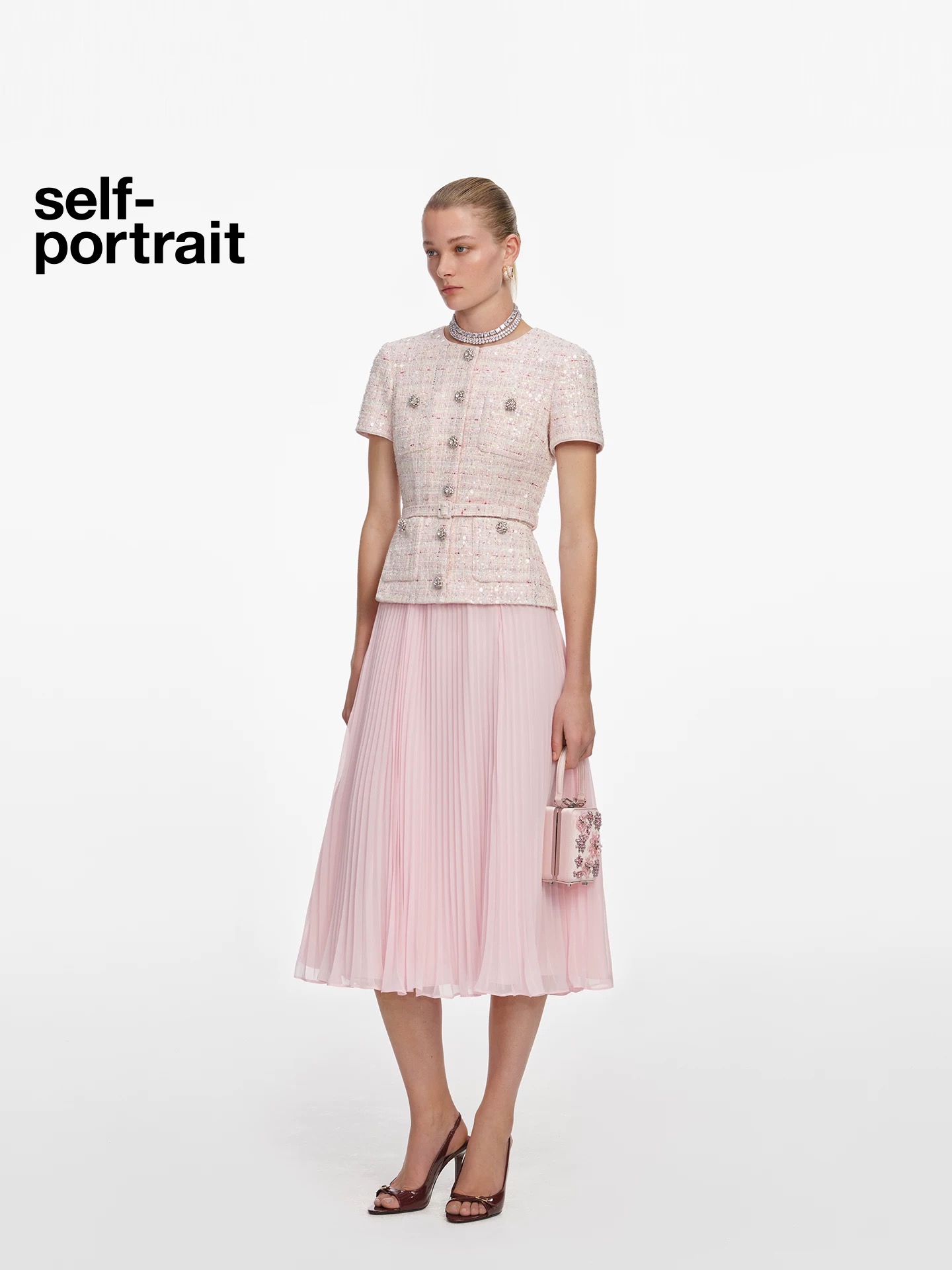 NO:823310,The highest version on the market, the girl inspects the goods, trims the three marks on the threads, pictures the goods and takes videos. If you want quality or service, please add me on WeChat. We will not accept urgent orders. Model No. G26050443  Self-Portrai* The highest version of the new summer market, the girl inspects the goods, trims the three marks on the threads, pictures of the goods and takes videos. If you want quality or service, please add me on WeChat. We will not accept urgent orders. This SP home custom-made elegant lady style luxurious diamond-encrusted flower buckle shines with silver thread slub small fragrant style splicing pleated skirt slim slimming short-sleeved dress!  Pink, (M size shoulder width 39, bust 88, waist 76, sleeve length 23, skirt length 125), women's clothing, skirts, T-shirt,19860909市面最高版本小妹验货、修剪线头上三标、货可图及拍视频,要品质要服务的加我微信,不接急单.款号G26050443 Self-Portrai*夏季新市面最高版本小妹验货、修剪线头上三标、货可图及拍视频,要品质要服务的加我微信,不接急单.款SP家定制气质名媛风奢华镶钻花扣闪耀银丝粗纺小香风拼接压褶裙摆修身显瘦短袖连衣裙！粉色、 （M码肩宽39,胸围88,腰围76,袖长23,裙长125）,女装,skirts,T-shirt,,Women's clothing