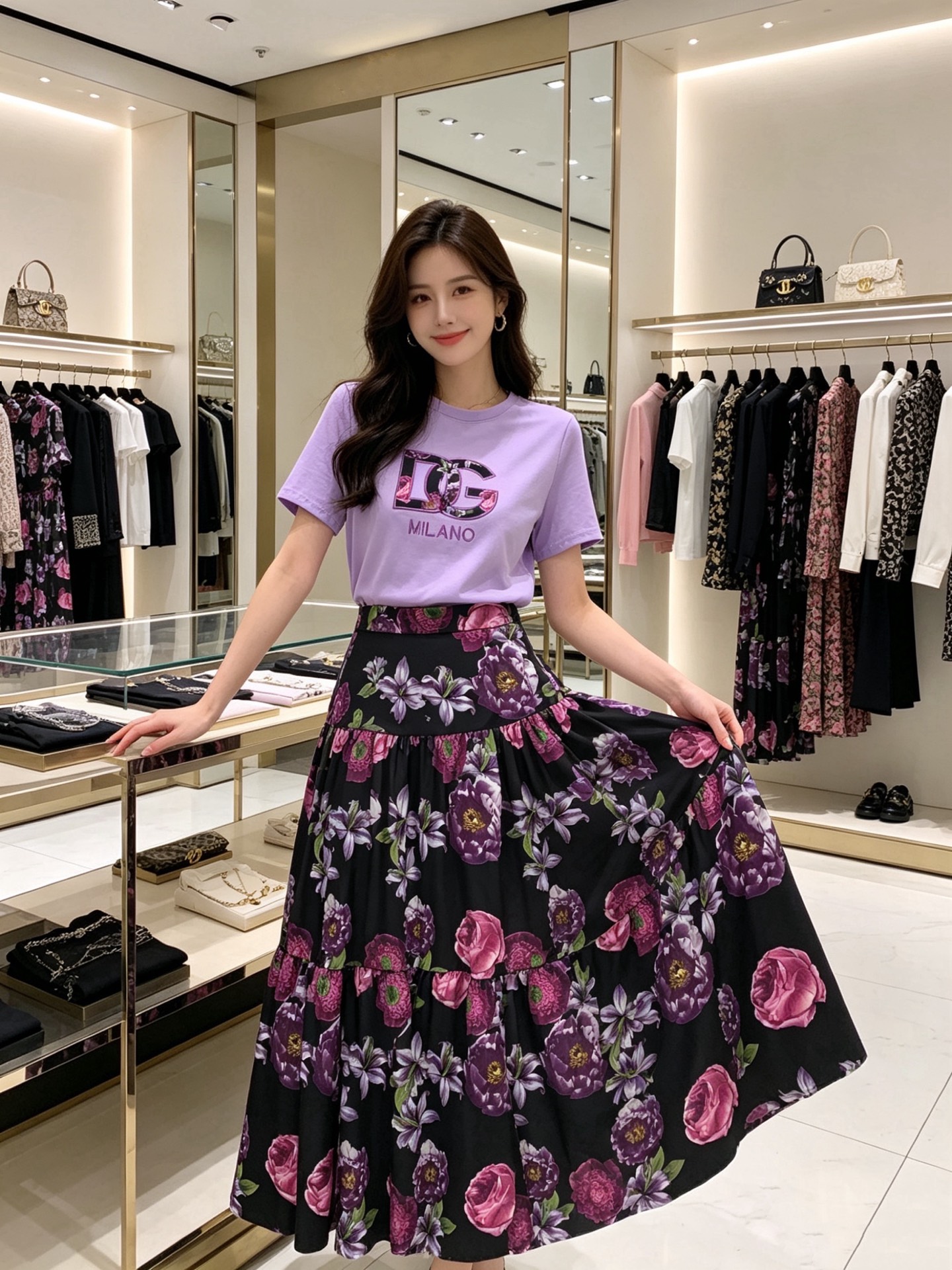 NO:823269,The girl of the highest version on the market inspects the goods, trims the three marks on the threads, pictures of the goods and takes videos. If you want quality and service, please add me on WeChat. We will not accept urgent orders. Style number G26050545 & Dolce & Gabbana DG* The latest version of the highest version on the market, the girl inspects the goods, trims the three marks on the threads, pictures of the goods and takes videos. If you want quality and service, please add me on WeChat and we will not accept urgent orders. A fashionable and versatile two-piece suit!  Flower letter logo patch embroidered round neck short-sleeved T-shirt top purple pink floral print splicing style large hem length The highest version on the market. The girl inspects the goods, trims the three marks on the threads, pictures of the goods and takes videos. If you want quality and service, please add me on WeChat. We will not accept urgent orders. This skirt!  (L size shoulder width 37, bust 92, sleeve length 19, dress length 58; waist 76, skirt length 95), Dolce & Gabbana - Clothing, Dolce&Gabbana, skirts, T-shirt, tees, t-shirt,19860909市面最高版本小妹验货、修剪线头上三标、货可图及拍视频,要品质要服务的加我微信,不接急单.款号G26050545 &杜嘉班纳DG*新市面最高版本小妹验货、修剪线头上三标、货可图及拍视频,要品质要服务的加我微信,不接急单.款时尚百搭两件套装！花朵字母logo贴布绣花圆领短袖t恤上衣紫粉色花卉印花拼接式大摆长市面最高版本小妹验货、修剪线头上三标、货可图及拍视频,要品质要服务的加我微信,不接急单.款半身裙！ （L码肩宽37,胸围92,袖长19,衣长58；腰围76,裙长95）,杜嘉班纳-服装,Dolce&Gabbana,skirts,T-shirt,tees，t-shirt,,Women's clothing
