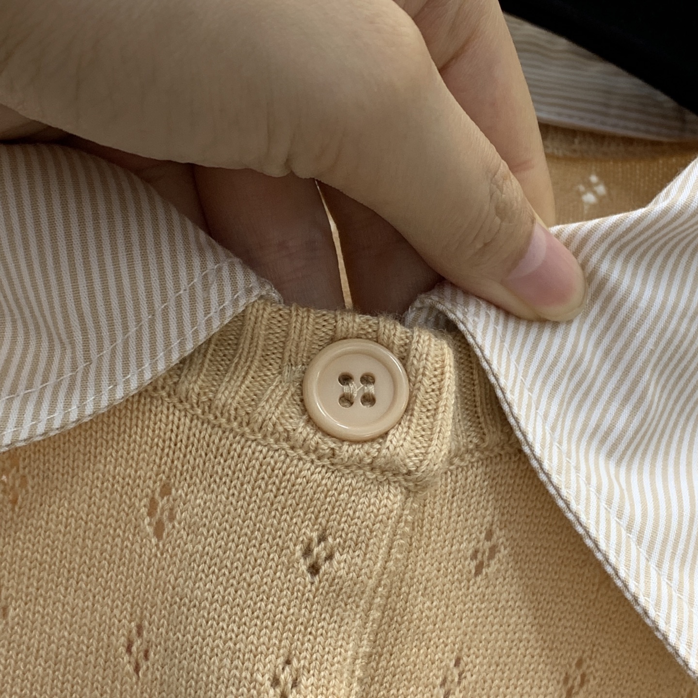 Miu Miu Collared Hollow Knit Cardigan