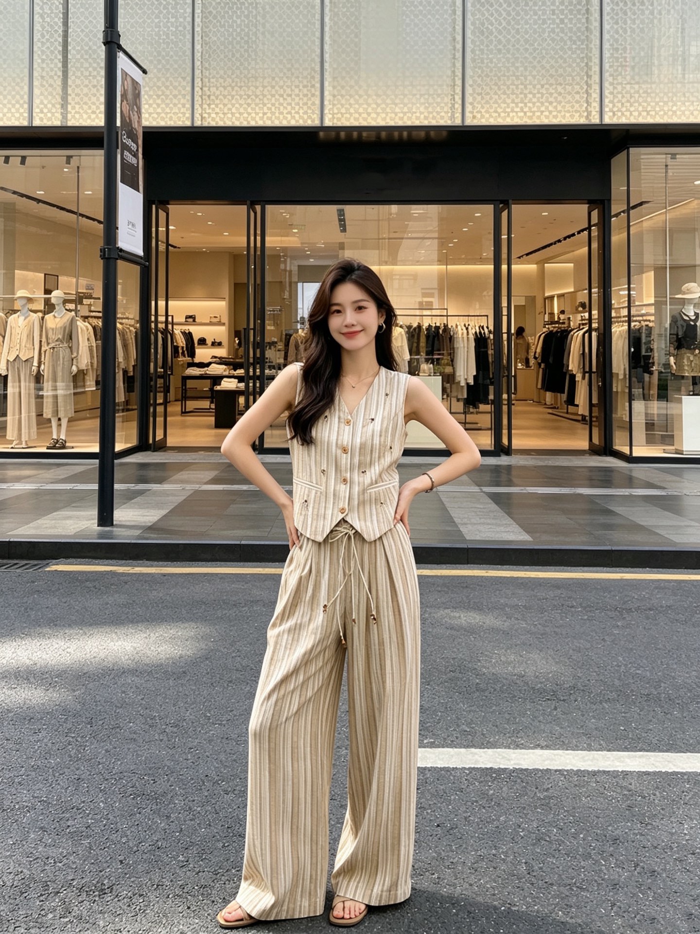 NO:852778,The highest version on the market, the girl will inspect the goods, trim the three marks on the threads, and deliver the goods. You can send pictures and take videos. If you want quality or service, please add me on WeChat. We will not accept urgent orders. Style number G26051938 ZIMMERMA*N ZIMMERMA Australian brand. High-end customized linen fabric is breathable and comfortable!  Fashionable and casual two-piece suit with contrasting vertical stripes!  Slim-fitting V-neck vest decorated with sequins, buttoned zipper fly, high-waisted wide-leg pants, trousers belt can be tied to the top or waistband!  (Size size bust 84, mid-back length 48, waist 66, hips 100, pants length 102), Zimmerman-Clothing,19860909市面最高版本小妹验货、修剪线头上三标、发货可发图及拍视频,要品质要服务的加我微信,不接急单.款号G26051938 ZIMMERMA*N兹默曼澳洲品牌 高端定制亚麻面料透气舒适！撞色竖条纹时尚休闲两件套装！珠片装饰修身显瘦V领马甲上衣系扣拉链门襟高腰阔腿裤长裤腰带可绑上衣也可绑裤腰上！ （S码胸围84,后中长48,腰围66,臀围100,裤长102）,兹默曼-服装,,Women's clothing