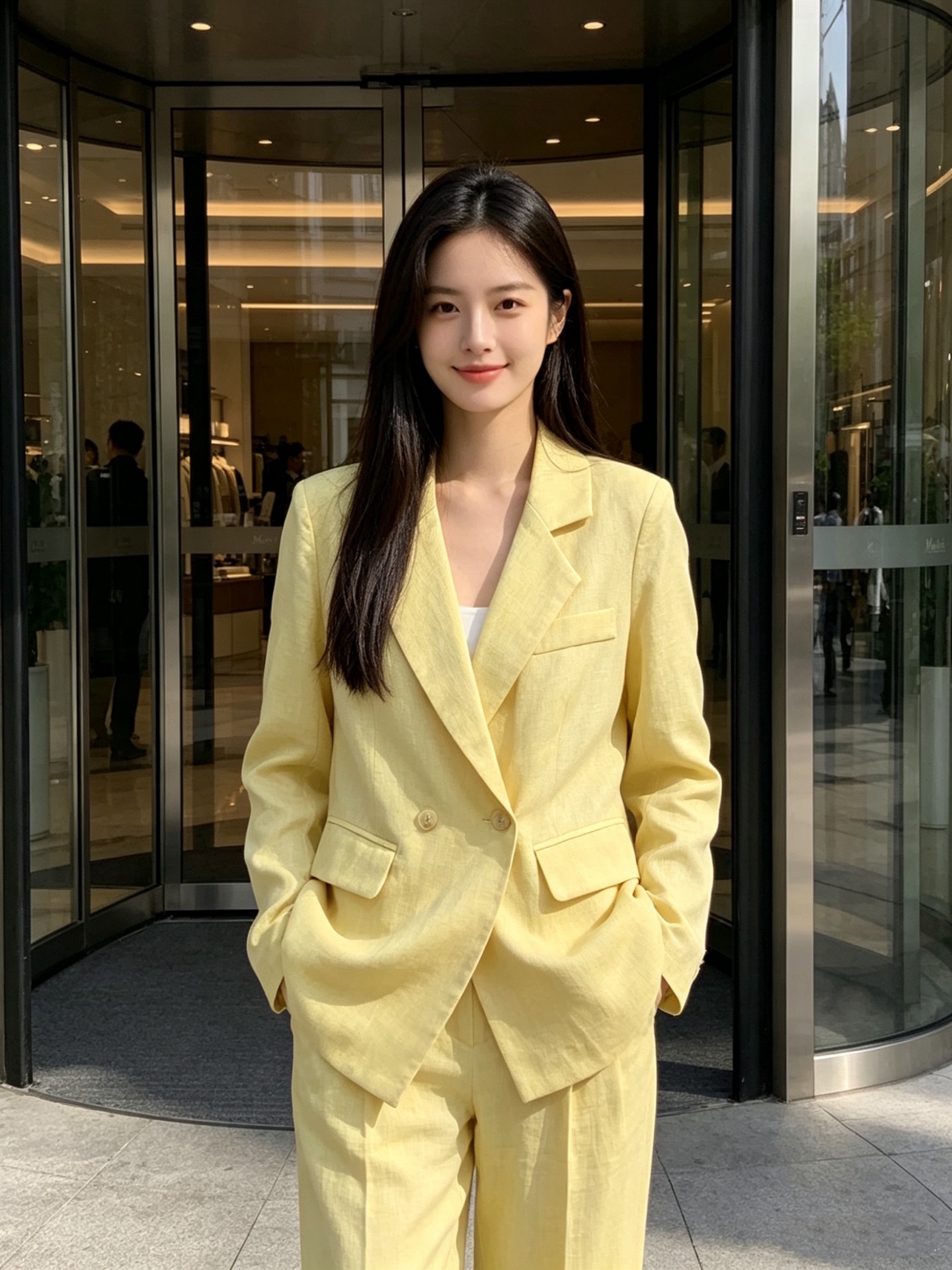 NO:863888,The highest version on the market, the girl will inspect the goods, trim the three marks on the threads, and deliver the goods. You can post pictures and take videos. If you want quality or service, please add me on WeChat. We will not accept urgent orders. Style number G26053176 MaxMar*a Italian high-end luxury brand custom-made linen fabric, breathable and comfortable, a must-have summer item!  Minimalist old money style fashion commuter horizontal two-button long-sleeved suit jacket with zipper fly and elastic waist at the back. Pleated loose straight trousers (pants are lined) yellow, pink, white, oatmeal color, (M size shoulder width 38 with shoulder pads, bust 98, sleeve length 58, length 72; waist 60 ~ 76 elastic high waist at the back, hip 100, trouser length 106), Maxmara - Clothing, jackets &  coats, business suits,19860909市面最高版本小妹验货、修剪线头上三标、发货可发图及拍视频,要品质要服务的加我微信,不接急单.款号G26053176 MaxMar*a意大利高端奢侈品牌定制亚麻面料透气舒适夏季必备单品！极简老钱风时尚通勤横排两粒扣长袖西装外套拉链门襟后背松紧腰 压褶宽松直筒西裤长裤(裤子有内衬）黄色、粉色、白色,燕麦色、（M码肩宽38有垫肩,胸围98,袖长58,衣长72；腰围60～76后背弹力高腰,臀围100,裤长106）,麦丝玛拉-服装,jackets & coats,business suit,,Women's clothing