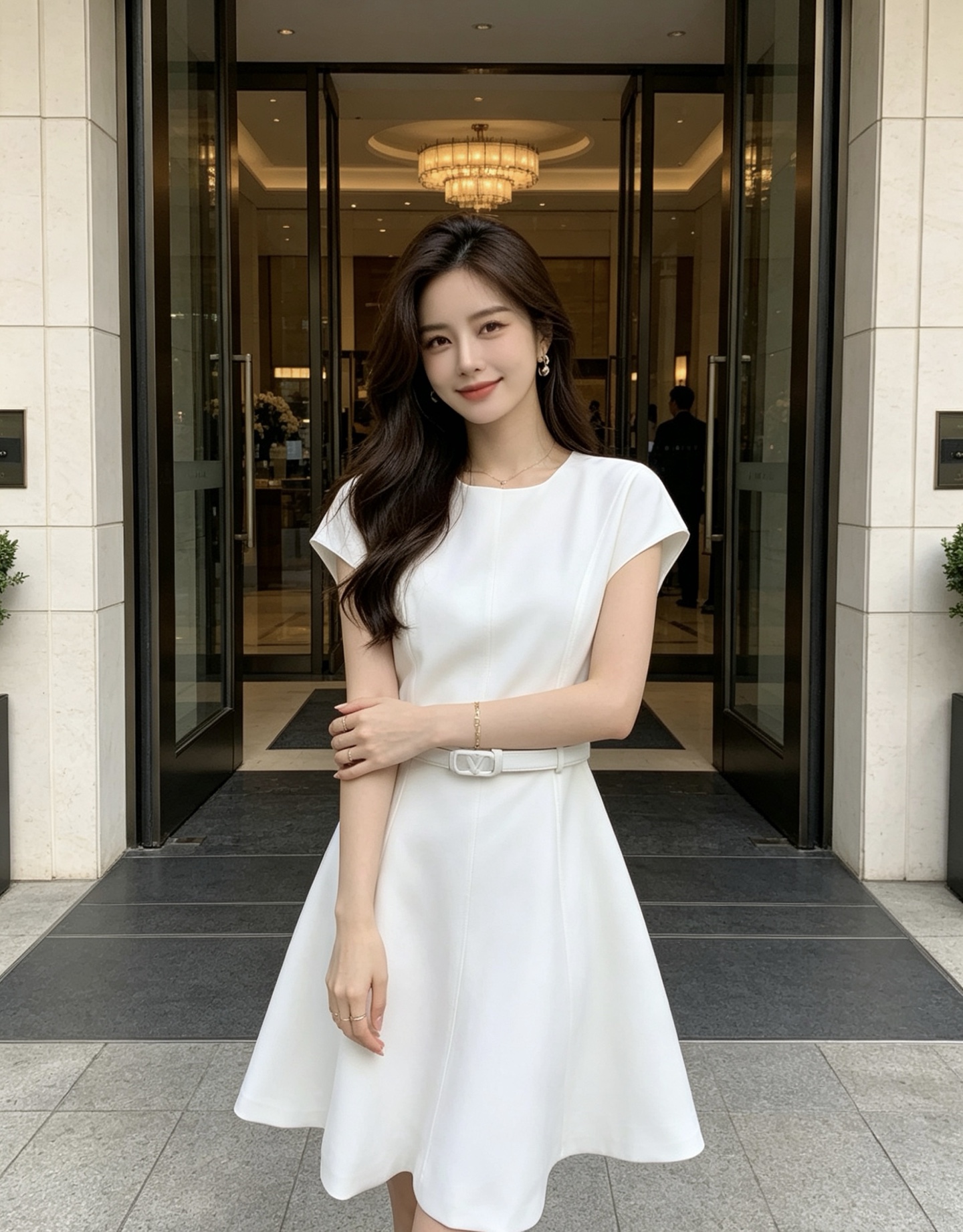 NO:865526,No. G26060415 VALENTIN*O Warren Home New High-end customized high-quality, imported acetate fabric with crisp and stylish shape!  Simple and fashionable route patchwork, slim waist, large skirt, umbrella skirt, round neck, short-sleeved waistcoat dress with belt!  Black, white, (S size shoulder width 37, bust 84, waist 70, sleeve length 10, skirt length 85), Valentino-clothing, valentino, valentino, skirts, T-shirt,19860909号G26060415 VALENTIN*O华伦家新 高端定制精品质量、进口醋酸纤维面料版型挺括有型！简约时尚航线拼接收腰显瘦大裙摆伞裙 圆领短袖坎肩连衣裙配腰带！黑色、白色、（S码肩宽37,胸围84,腰围70,袖长10,裙长85）,华伦天奴-服装,valentino,valentino,skirts,T-shirt,,Women's clothing