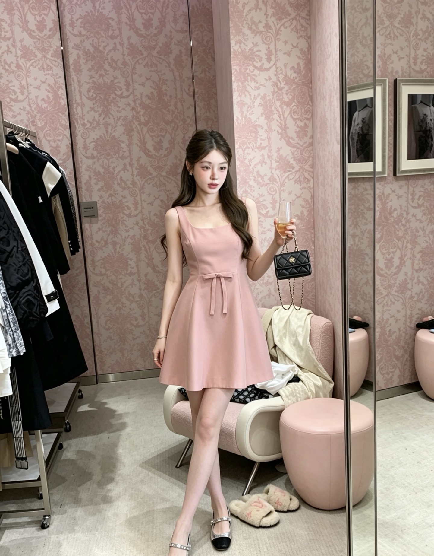 NO:870123,No. G60753 Dio*New D's high-end customized silk wool fabric, the chaebol daughter's temperament to reduce age, CD bow decoration, slimming and slimming, big skirt suspender dress!  Pink, black, 36-38-40-42 (38 size bust 82~88, waist 70, skirt length 80), Dior-clothing, dior, dior, dior, skirts,19860909号G60753 Dio*新D家高端定制丝毛面料、财阀千金大小姐气质减龄CD蝴蝶结装饰修身显瘦大裙摆吊带连衣裙！粉色、黑色、36-38-40-42（38码胸围82～88,腰围70,裙长80）,迪奥-服装,dior,dior,dior,skirts,,Women's clothing