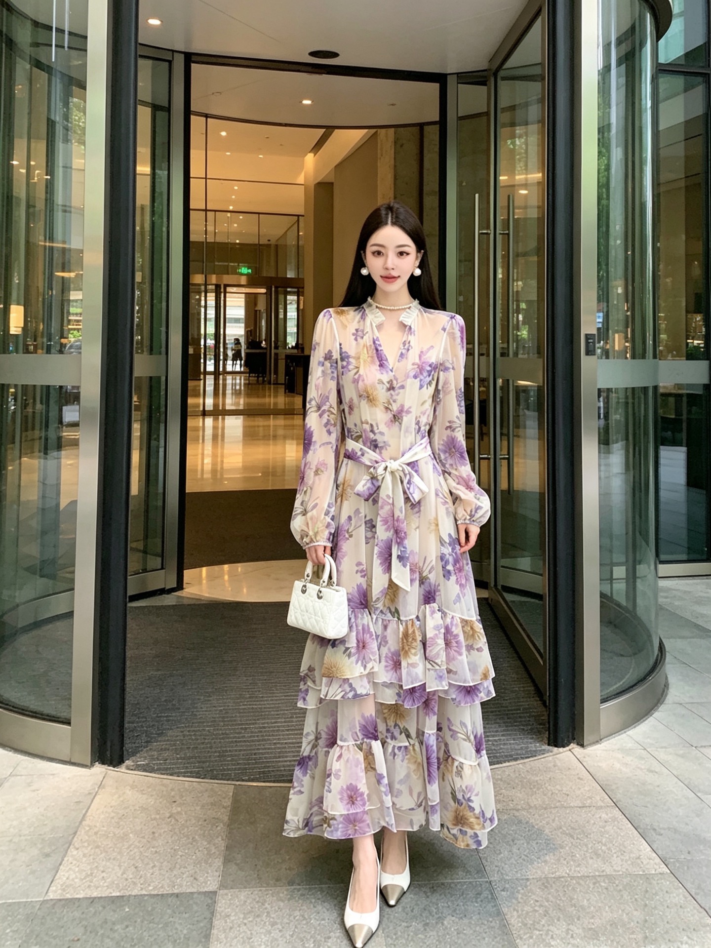 NO:883360,No. G25061176 ZIMMERMAN* Zimmerman Australian brand, high-end customized silk blended elegant see-through fabric, purple flower print ruffle stitching, large skirt, long V-neck lantern sleeves long-sleeved dress, solid color inner suspender skirt!  1.2.3.4/SMLXL (size 3: shoulder width 42, bust 116, sleeve length 68, skirt length 134; inner bust 88 super elastic, total length 96 excluding shoulder straps), Zimmermann-clothing, skirts, real silk,19860909号G25061176 ZIMMERMAN*兹默曼澳洲品牌 高端定制真丝混纺飘逸透视面料、紫色系花朵印花荷叶边拼接大裙摆长V领灯笼袖长袖连衣裙纯色内搭吊带打底裙！1.2.3.4/SMLXL（3码:肩宽42,胸围116,袖长68,裙长134；内搭胸围88超弹力,总长96不含肩带）,兹默曼-服装,skirts,real silk,,Women's clothing