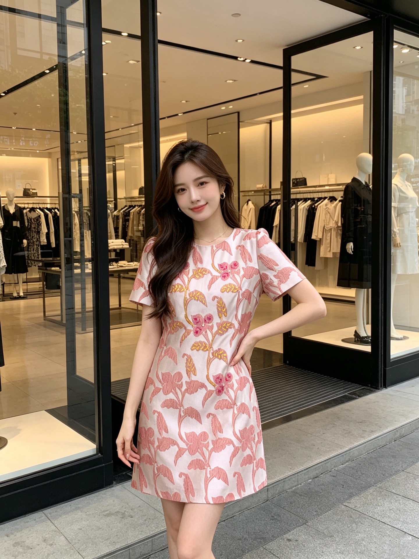 NO:883273,No. G26061286 & Dolce & Gabbana DG* latest high-end customized plant jacquard fabric style is crisp and stylish!  Slim-fitting banquet dress with heavy embroidery and diamond decoration on the chest, short-sleeved dress!  Pink, yellow, (M size shoulder width 36, bust 86, sleeve length 21, skirt length 87), Dolce & Gabbana-clothing, Dolce&Gabbana, skirts, T-shirt,19860909号G26061286 &杜嘉班纳DG*新高端定制植物提花面料版型挺括有型！胸前重工绣钻装饰修身显瘦宴会礼服裙短袖连衣裙！粉色、黄色、 （M码肩宽36,胸围86,袖长21,裙长87）,杜嘉班纳-服装,Dolce&Gabbana,skirts,T-shirt,,Women's clothing