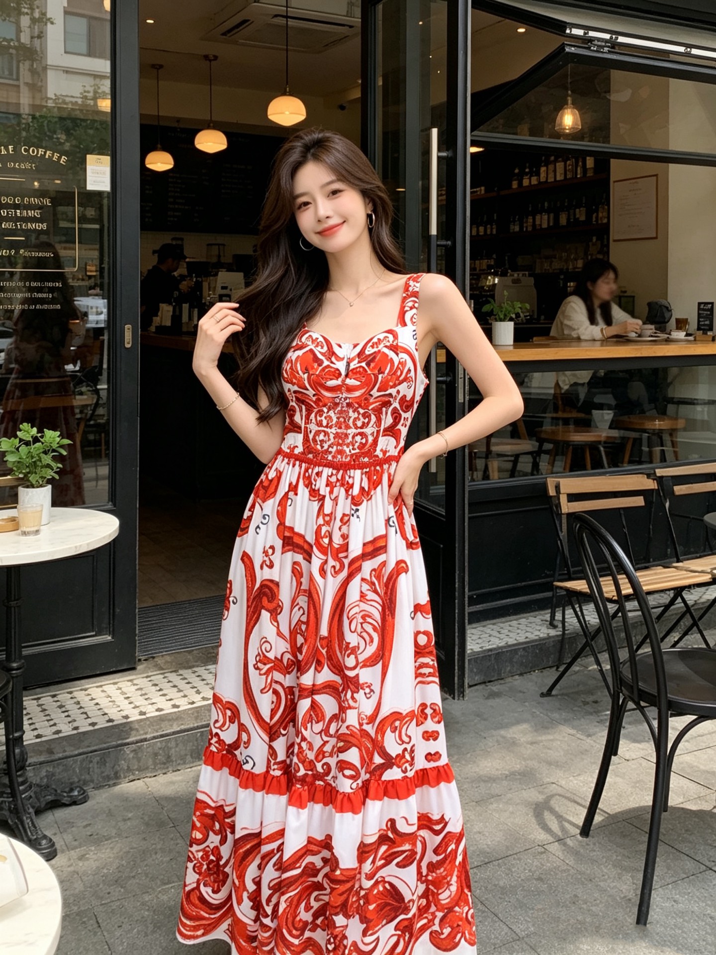 NO:888177,No. D26061636 & Dolce & Gabbana DG* new summer romantic orange ceramic glaze retro pattern dress, high waist slimming large skirt temperament fashionable strapless back elasticated suspender dress!  (M size bust 82~88 with back cover, waist 72, skirt length 129), Dolce & Gabbana-clothing, Dolce&Gabbana, skirts,19860909号D26061636 &杜嘉班纳DG*新夏日浪漫橙色陶瓷釉复古花纹连衣裙、高腰显瘦大裙摆气质时尚抹胸式后背松紧打揽吊带长裙！ （M码胸围82～88后背打揽,腰围72,裙长129）,杜嘉班纳-服装,Dolce&Gabbana,skirts,,Women's clothing