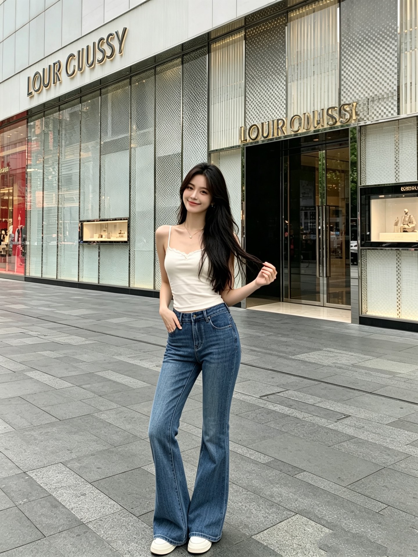 NO:892747,No. G26062532 LOEW*New for summer 2026, high-end customized washed denim cotton fabric, hardware accessories with engraved letter logo, embroidered logo on the back hip pocket, fashionable and versatile micro-flared stretch jeans and trousers!  Blue, white, 26-27-28-29-30 (size 29: waist 70 micro-elastic, hip 90, pants length 103), Loewe-clothing, loewe, loewe, jeans,19860909号G26062532 LOEW*2026年夏季新 高端定制洗水牛仔棉面料、采用刻字母logo五金配件、后臀口袋刺绣徽标时尚百搭微喇叭弹力牛仔裤长裤！ 蓝色、白色、26-27-28-29-30（29码:腰围70微弹力,臀围90,裤长103）,罗意威-服装,loewe,loewe,jeans,,Women's clothing