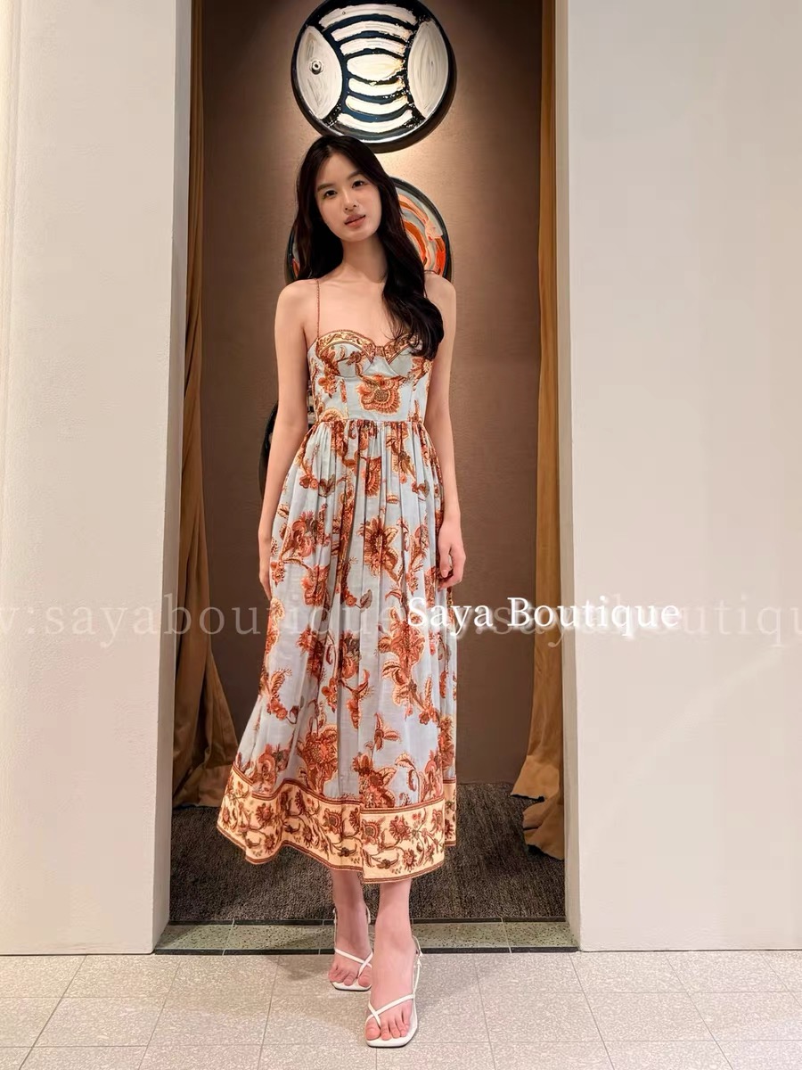 NO:905703,Style No. G26070158 ZIMMERMA*N Zimmerman’s new Australian brand high-end custom-made linen blended fabric, retro brown-red floral shoulder straps and tassel decoration high-waisted strapless strapless dress!  1.2.3.4/SMLXL (size 2, bust 76~88, back elasticity, waist 68, skirt length 103 excluding shoulder straps) batch,,skirts,19860909款号G26070158 ZIMMERMA*N兹默曼新款澳洲品牌高端定制亚麻混纺面料、复古棕红花卉肩带流苏装饰高腰抹胸吊带式大摆连衣裙！1.2.3.4/SMLXL（2码胸围76～88后背弹力,腰围68,裙长103不含肩带）批,,skirts,,Women's clothing