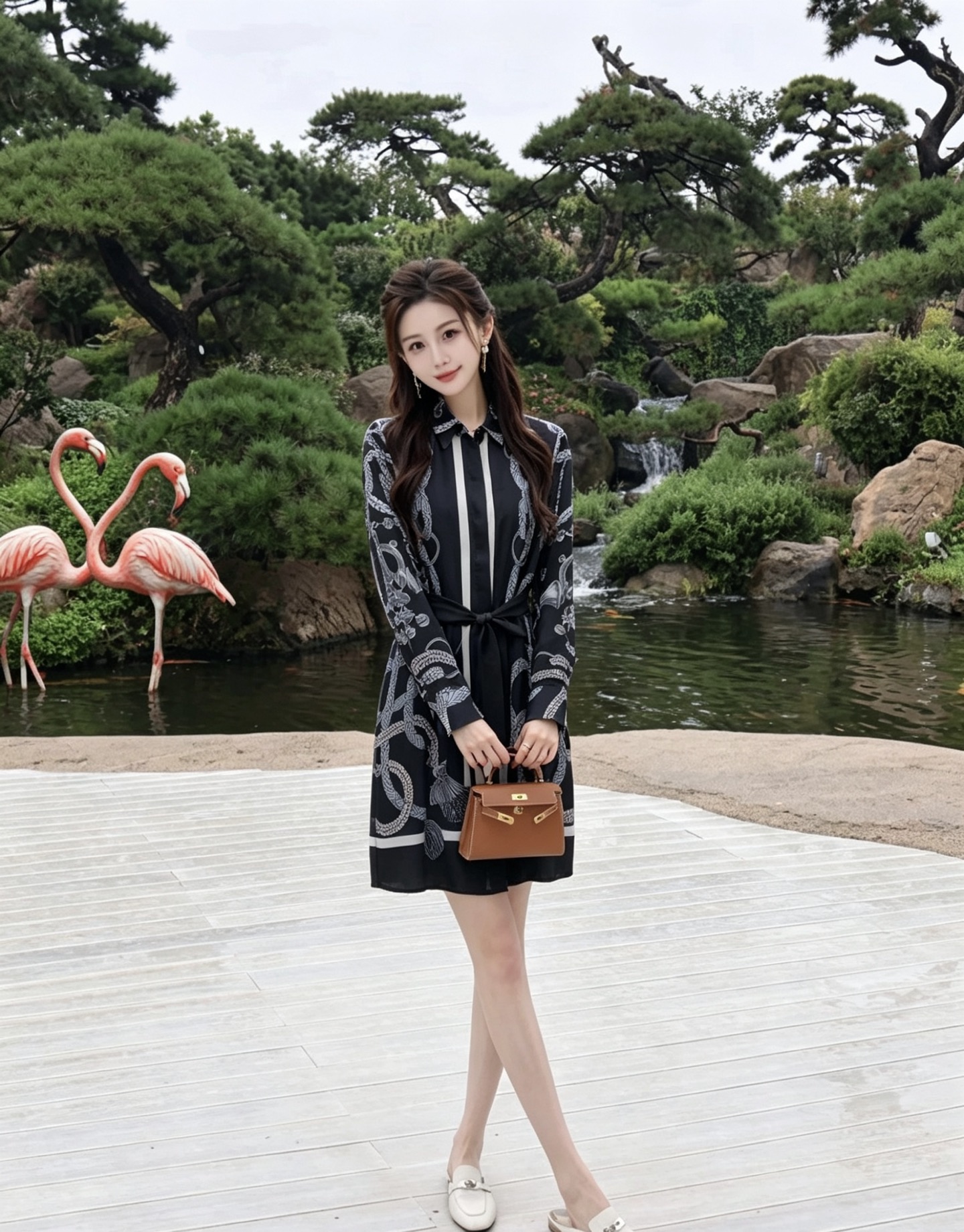 NO:900030,Style No. D26070487 HERM*S Hermès’ new simulated silk twill thick fabric, twist button rope loop pattern printing, letter logo buttons, buttoned lapels, long-sleeved shirt dress with belt!  (M size shoulder width 36, bust 102, sleeve length 59, skirt length 90), Hermès - clothing, hermes, hermes, skirts, shirts, real silk,19860909款号D26070487 HERM*S爱马仕新款仿真丝斜纹稠面料麻花纽绳环圈图案印花、字母logo纽扣系扣翻领长袖衬衫式连衣裙配腰带！（M码肩宽36,胸围102,袖长59,裙长90）,爱马仕-服装,hermes,hermes,skirts,shirts,real silk,,Women's clothing