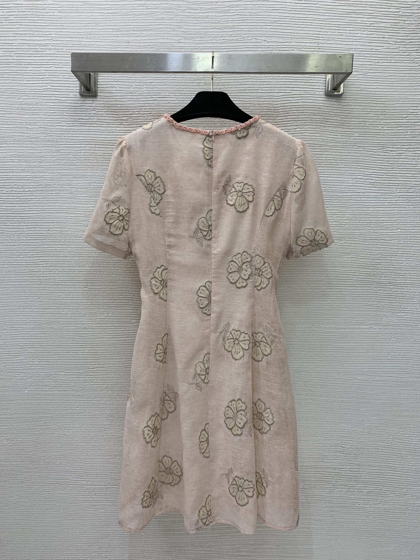 Chanel Floral Embroidery Short Sleeve Mini Dress