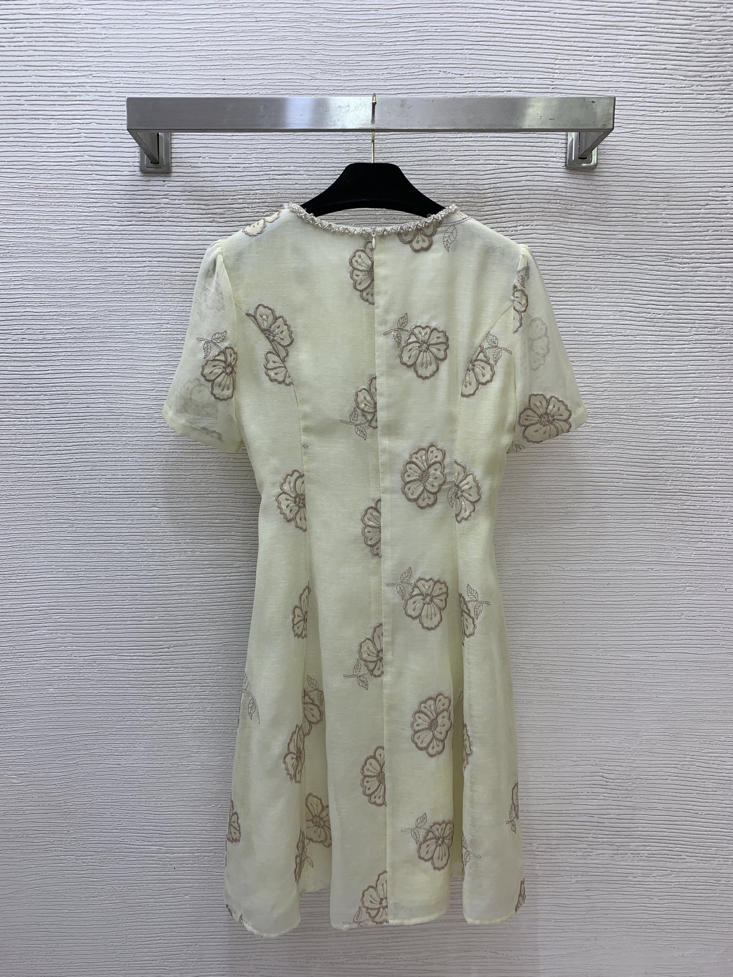 Chanel Floral Embroidery Short Sleeve Mini Dress