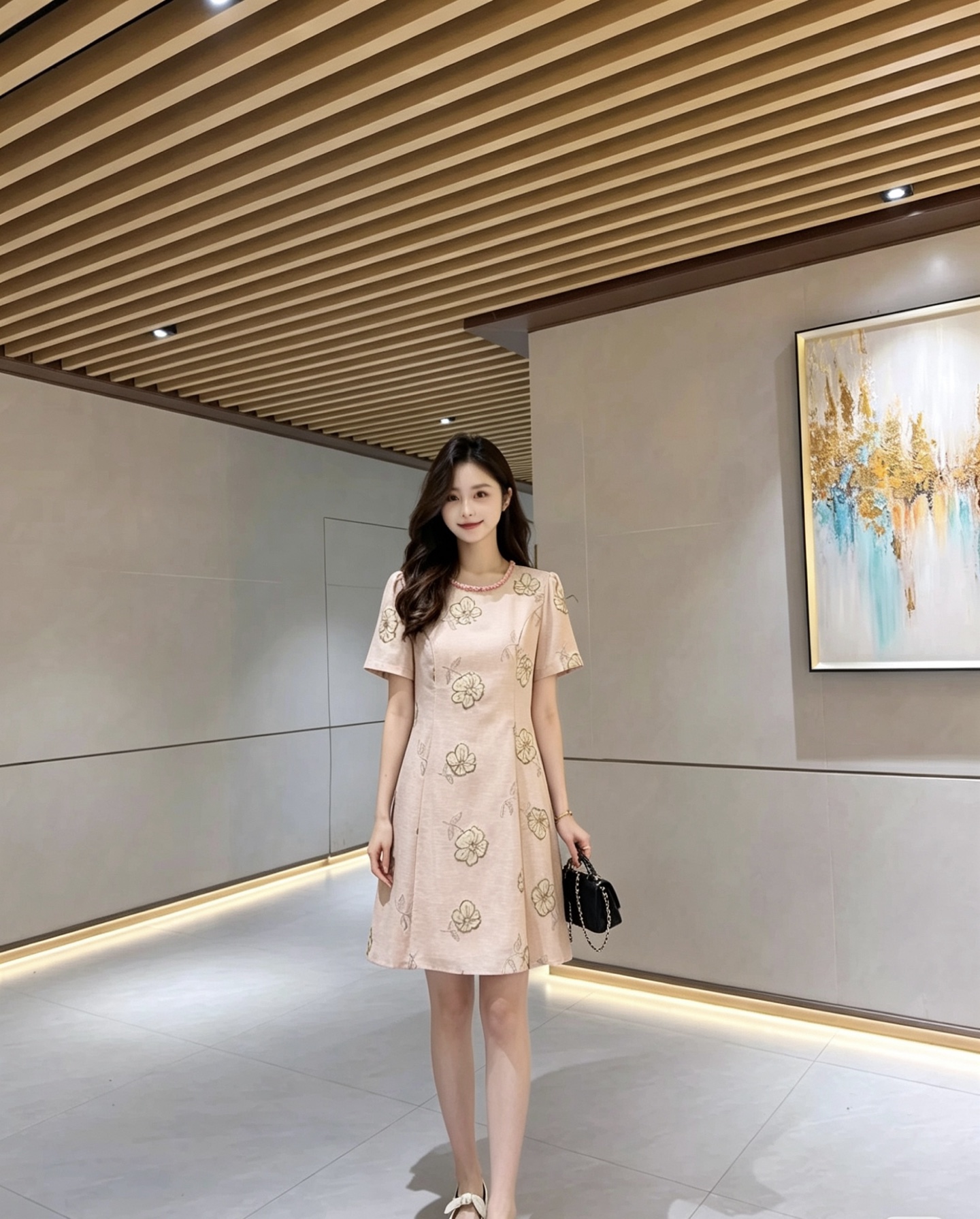 NO:908625,Model number G26070488 CHANE*L new high-end customized linen mixed collar heavy beaded sequins decorated flowers heavy embroidery craft round neck short-sleeved fashion dress!  Apricot, pink, (M size bust 84, waist 74, sleeve length 23, skirt length 79) batch,,chanel,skirts,T-shirt,19860909款号G26070488 CHANE*L新款高端定制亚麻混领口重工串珠亮片装饰花朵重工刺绣工艺圆领短袖时尚连衣裙！杏色、粉色、  （M码胸围84,腰围74,袖长23,裙长79）批,,chanel,skirts,T-shirt,,Women's clothing