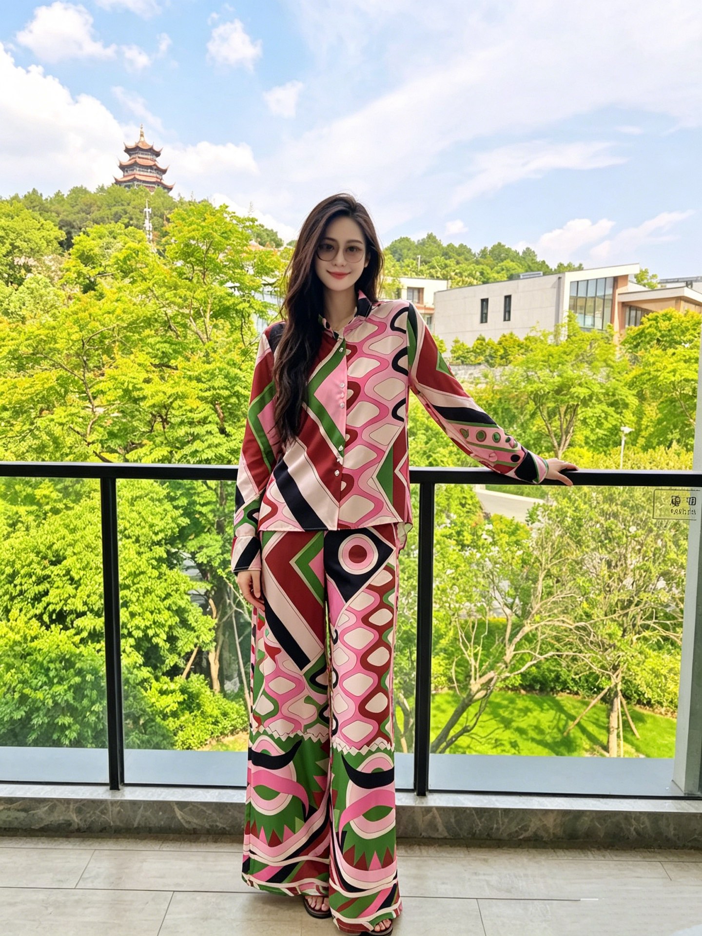 NO:910565,Model No. D26070746 PUCC* new model, customized simulated silk twill thick satin fabric, bohemian resort style circle geometric pattern contrasting printing three rows of perforated buttons design loose version fashion trend lapel long-sleeved shirt top!  Blue, pink, (L size shoulder width 39, bust 102, sleeve length 62, dress length 60) shirt,,shirts,real silk,19860909款号D26070746 PUCC*新款 定制仿真丝斜纹稠缎面料、波西米亚度假风圆圈几何图案撞色印花三粒排排穿孔扣设计宽松版时尚潮流翻领长袖衬衫上衣！蓝色、粉色、（L码肩宽39,胸围102,袖长62,衣长60）衬衣,,shirts,real silk,,Women's clothing