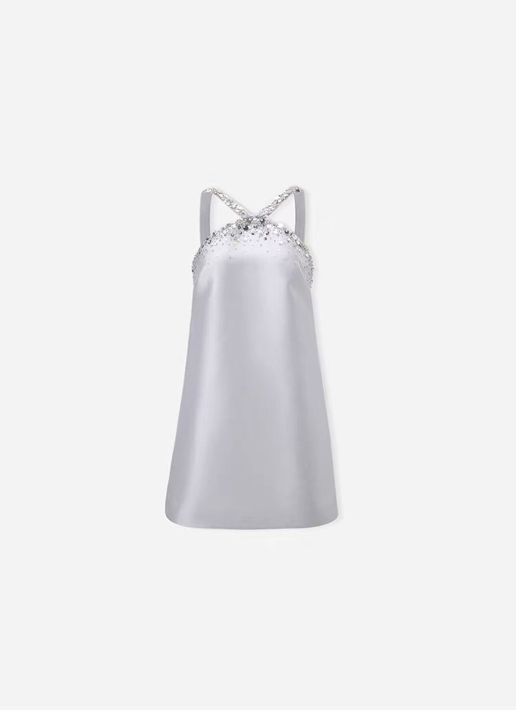 NO:903788,Style number G26070865 JORYA* The same style as Zhuoya’s new high-end customized star Zhao Lusi!  French-style elegant high-quality satin fabric with a crisp and stylish silhouette, heavy diamond design and sequin decoration cross-neck sleeveless princess dress!  Champagne pink, haze blue, 4-6-8 (S/4 bust 78~86, skirt length 78), women's clothing, skirts,19860909款号G26070865 JORYA*卓雅新款高端定制明星赵露思同款！法式千金风光感优质缎稠面料版型挺括有型、重工镶钻设计亮片装饰交叉挂脖式无袖公主裙连衣裙！香槟粉、雾霾蓝、4-6-8（S/4码胸围78～86,裙长78）,女装,skirts,,Women's clothing