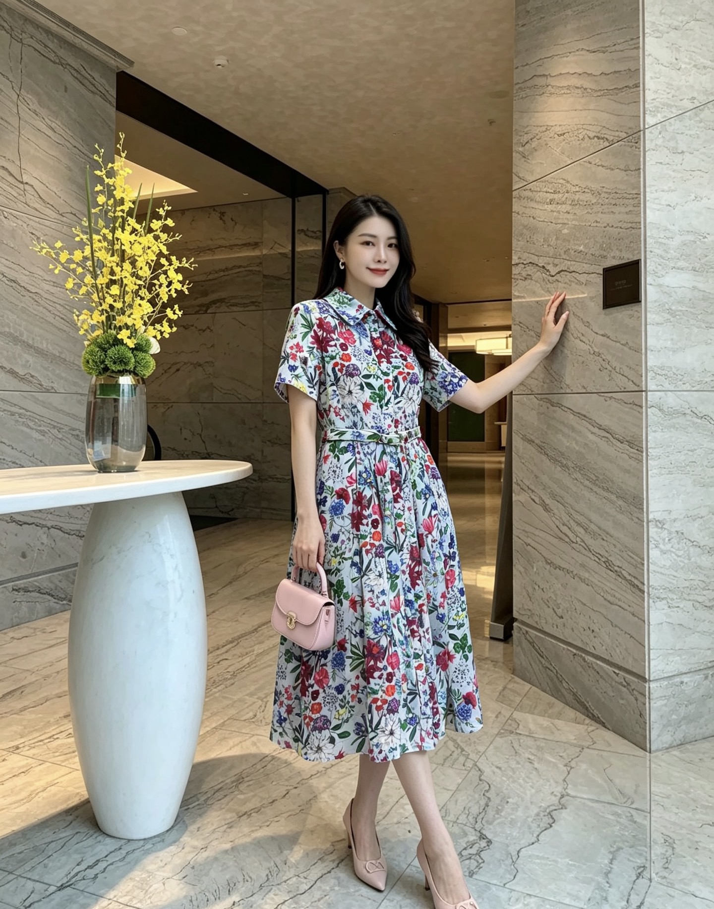 NO:921817,Style No. G26070925 Dio*’s new high-end customized cotton fabric, French pastoral style colorful floral print pleated large skirt waist slimming lapel short-sleeved dress!  ~ (S size bust 82, waist 66, sleeve length 21, skirt length 114) batch, dior, skirts, T-shirt,19860909款号G26070925 Dio*新款高端定制棉质面料、法式田园风五彩缤纷花卉印花压褶大裙摆收腰显瘦翻领短袖连衣裙！～（S码胸围82,腰围66,袖长21,裙长114）批,,dior,skirts,T-shirt,,Women's clothing