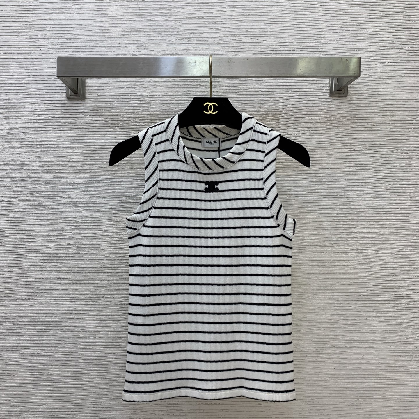 Celine Striped Sleeveless Knit Top
