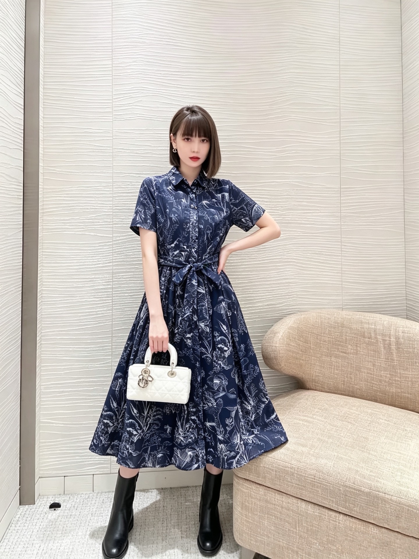 NO:922854,Style No. G26071088 Dio*’s new high-end customized fashionable retro ocean jellyfish print pattern high-waisted lapel short-sleeved dress!  (S size bust 84, waist 66, sleeve length 22, skirt length 115) batch, dior, skirts, T-shirt,19860909款号G26071088 Dio*新款高端定制时尚复古海洋水母印花图案高腰大摆翻领短袖连衣裙！ （S码胸围84,腰围66,袖长22,裙长115）批,,dior,skirts,T-shirt,,Women's clothing