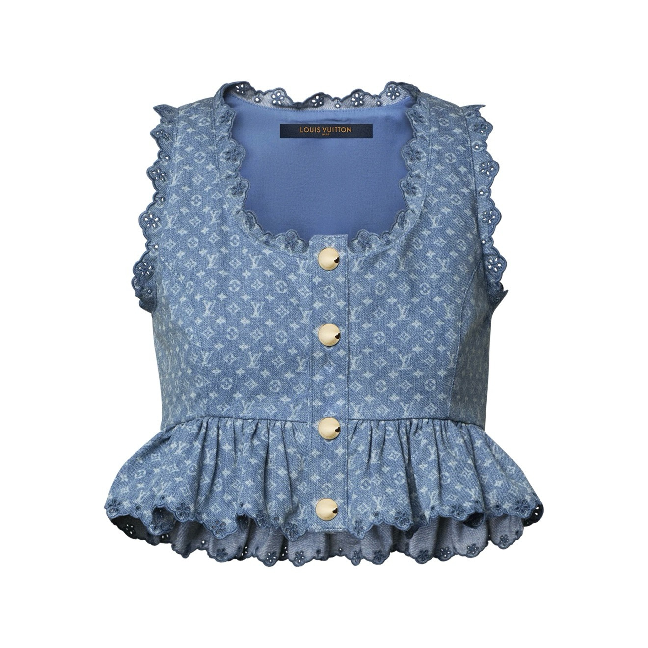 NO:933714,Style No. G71770 LOUIS*Lvjia’s new high-version LV customized super-soft washed denim fabric, fashionable two-piece suit!  Full body presbyopia print, embroidered lace workmanship, steel-stamped letter buttons, single-breasted buttons, ruffled hem, U-neck sleeveless denim vest top, fashionable and casual, elastic waist, pocket shorts!  (S size top bust 80, length 45; shorts waist 66~82 elastic, hip 102, pants length 35) vest, shorts, Louis Vuitton-clothing, louis vuitton, louis vuitton, louis vuitton, louis vuitton, louis vuitton, shorts,19860909款号G71770 LOUIS*驴家新款高版本LV定制超软水洗牛仔面料 时尚两件套装！满身老花印花绣花边工艺钢印字母纽扣单排扣、荷叶边拼接下摆U领无袖牛仔背心上衣时尚休闲松紧腰插兜短裤！ （S码上衣胸围80,衣长45；短裤腰围66～82弹力,臀围102,裤长35）背心,短裤,路易威登-服装,louis vuitton,louis vuitton,louis vuitton,louis vuitton,louis vuitton,shorts,,Women's clothing
