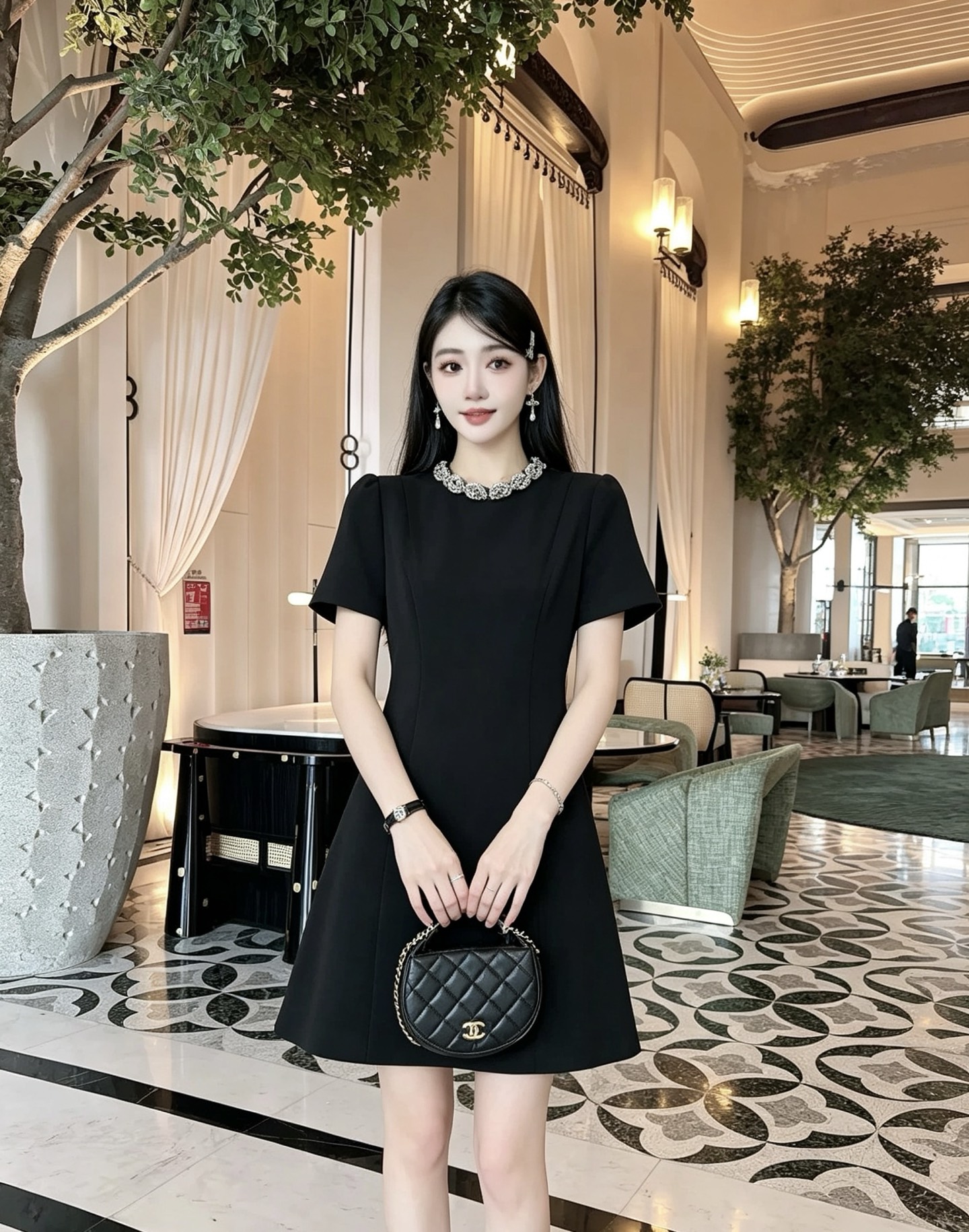 NO:941798,Model No. G26072154 VALENTIN*O New high-end customized luxury heavy-duty diamond-encrusted decoration, light luxury lady-style banquet dress, waist slimming short-sleeved dress!  Black/pink/off-white, (S size bust 84, waist 70, sleeve length 20, skirt length 88), Valentino-clothing, valentino, valentino, skirts, T-shirt,19860909款号G26072154 VALENTIN*O华伦家新款 高端定制奢华重工镶钻装饰、轻奢名媛风宴会小礼服裙收腰显瘦短袖连衣裙！黑色/粉色/米白色, （S码胸围84,腰围70,袖长20,裙长88）,华伦天奴-服装,valentino,valentino,skirts,T-shirt,,Women's clothing