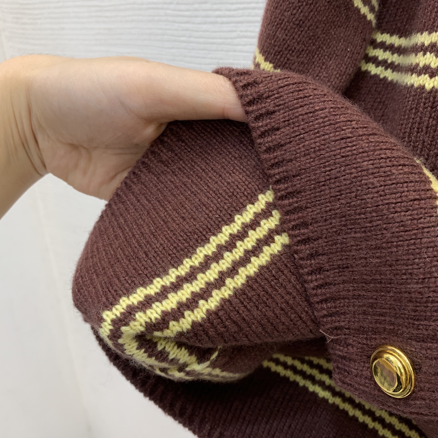 Miu Miu Vintage Stripe Gold Button Knit Cardigan