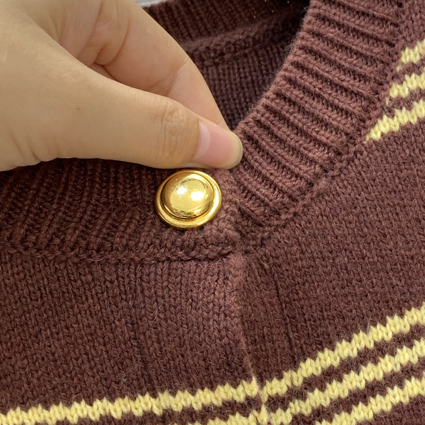 Miu Miu Vintage Stripe Gold Button Knit Cardigan