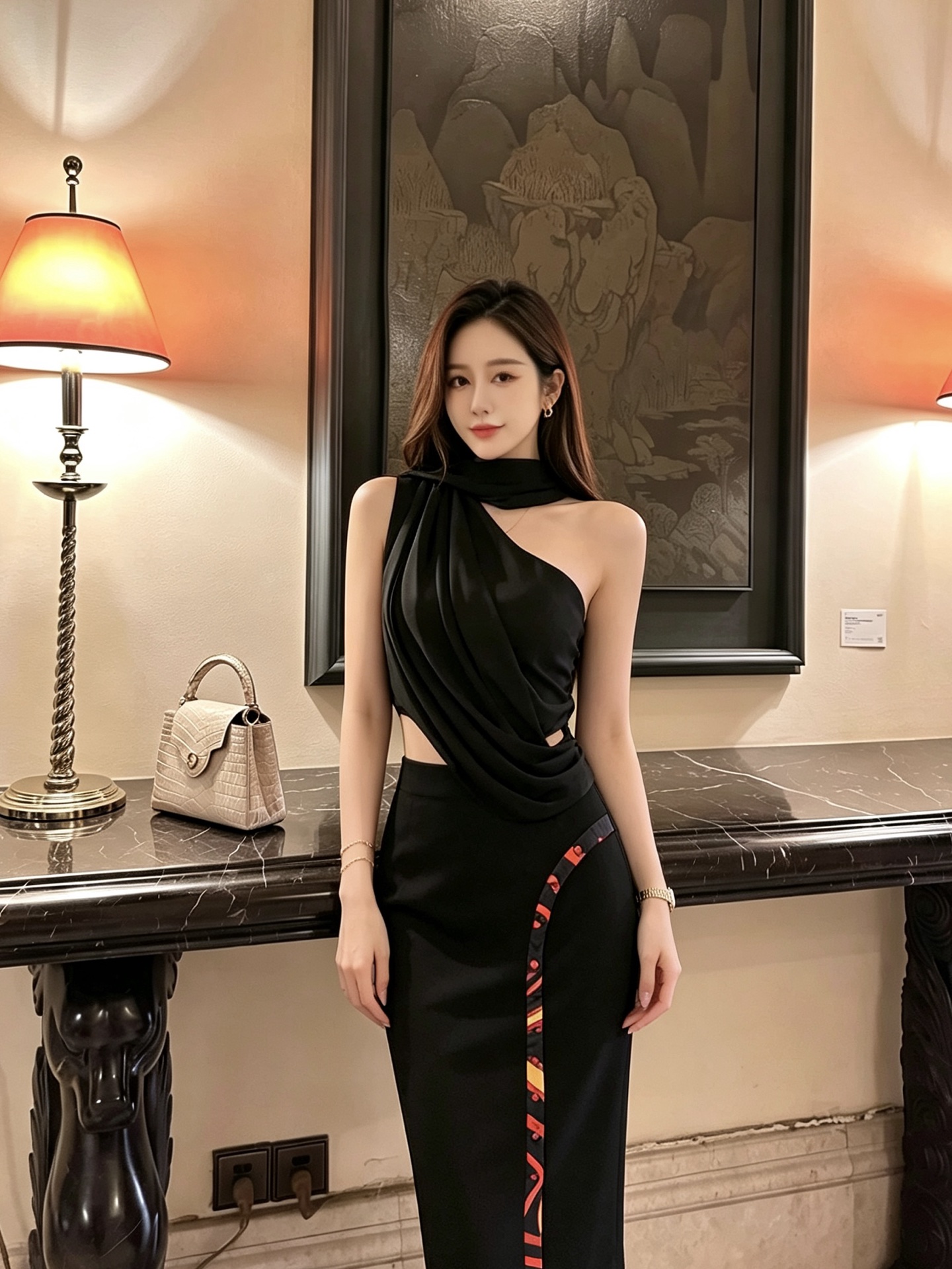 NO:949471,Model No. D26072486 PUCC* new style, elegant and curved split cut, contrasting buttoned edge strips, spliced ​​hem, small slits, hip-covering, slimming long skirt!  (M size waist 78 elastic, skirt length 99) half body, skirts,19860909款号D26072486 PUCC*新款 气质优雅弧形分割裁剪撞色系扣包边条拼接下摆小开衩包臀显瘦长款半身裙！ （M码腰围78弹力,裙长99）半身,,skirts,,Women's clothing