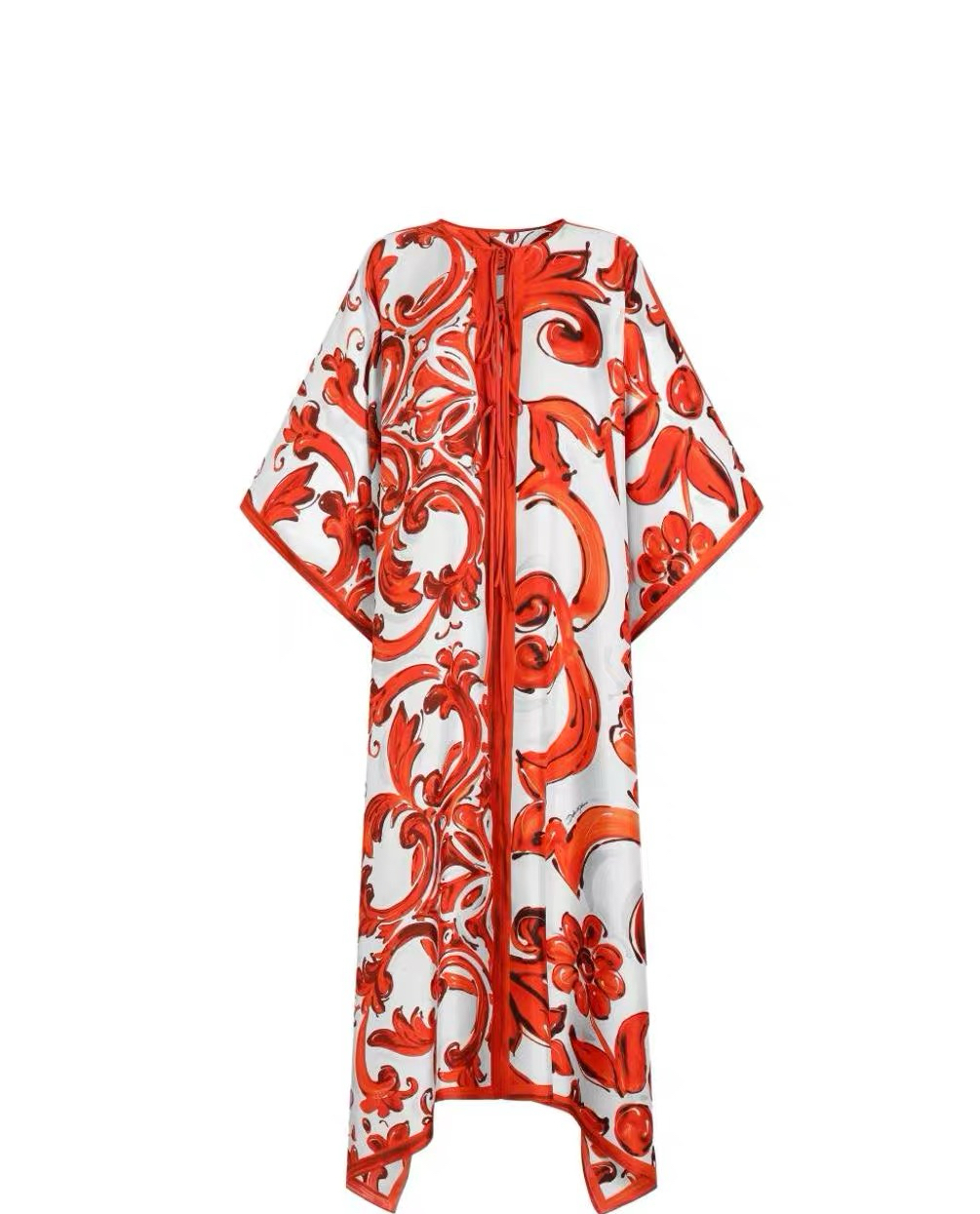 NO:947640,Style No. D26080457 & Dolce & Gabbana DG* new style full-body retro ceramic glaze retro pattern contrasting print, chest strap lace design and wide pleated back with bat-shaped loose-fitting round neck dress!  (S size has loose bust, raglan sleeve length 42, skirt length 119), Dolce & Gabbana-clothing, Dolce&Gabbana, skirts,19860909款号D26080457 &杜嘉班纳DG*新款满身复古陶瓷釉复古花纹撞色印花、胸口绑带系带设计后背宽幅压褶蝙蝠大摆宽松版圆领连衣裙！ （S码胸围宽松,连肩袖长42,裙长119）,杜嘉班纳-服装,Dolce&Gabbana,skirts,,Women's clothing