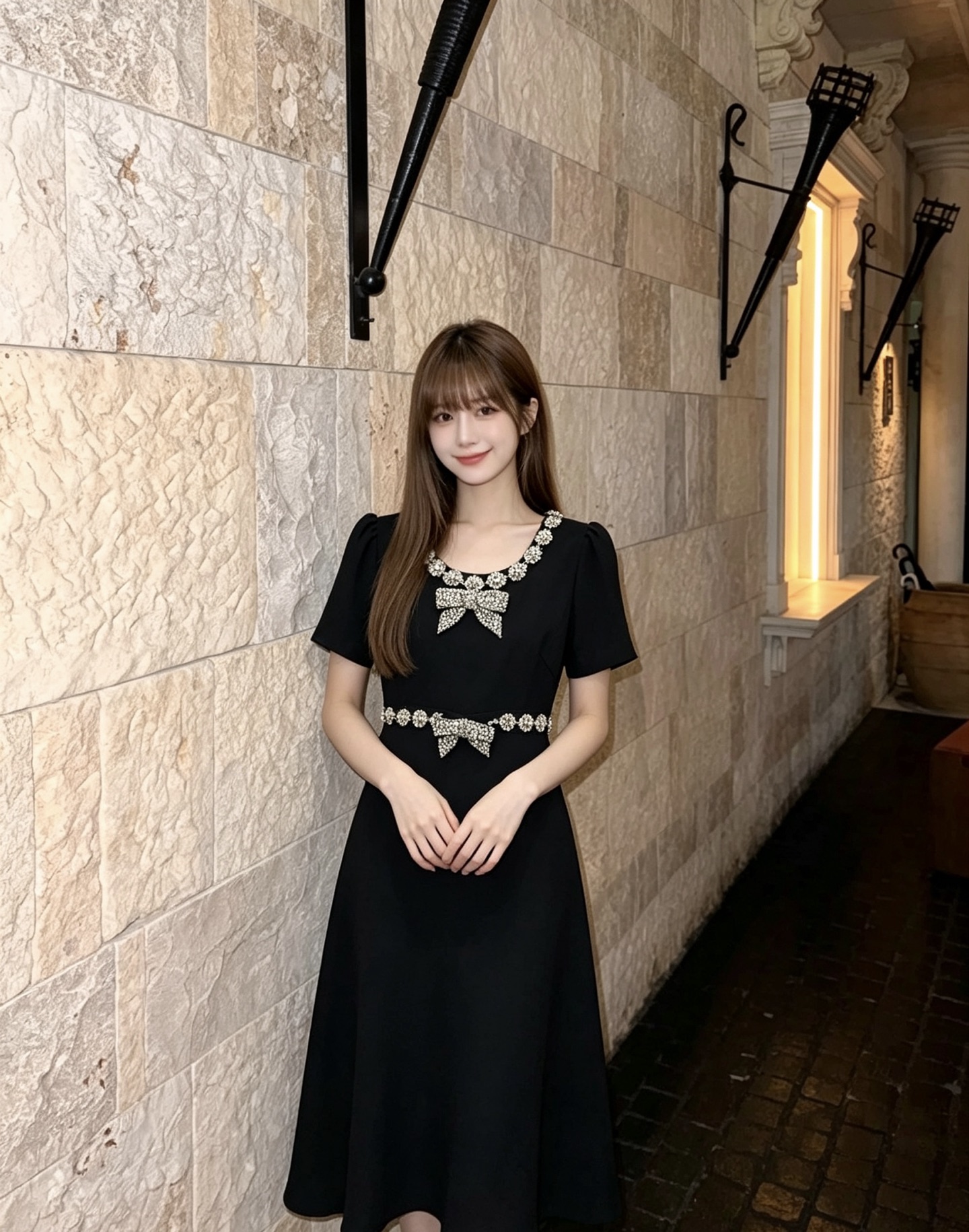 NO:948570,Style No. G26080484 Self-Portrai* new SP family high-end customized fabrics, elegant and noble, luxurious mid-length slim dress with wide hem!  The neckline and waist are heavily crafted with hand-embellished diamonds and three-dimensional bows embellished with high waist, slimming and large hem, flesh-covering round neck dress, long skirt!  Light blue/black/baby pink, (M size bust 88, waist 76, skirt length 115), women's clothing, skirts,19860909款号G26080484 Self-Portrai*新款SP家高端定制面料、气质优雅风贵气奢华中长款显瘦大摆礼服裙！领口腰部重工手工镶钻立体蝴蝶结点缀装饰高腰显瘦大摆遮肉圆领连衣裙长裙！浅蓝色/黑色/嫩粉色, （M码胸围88,腰围76,裙长115）,女装,skirts,,Women's clothing