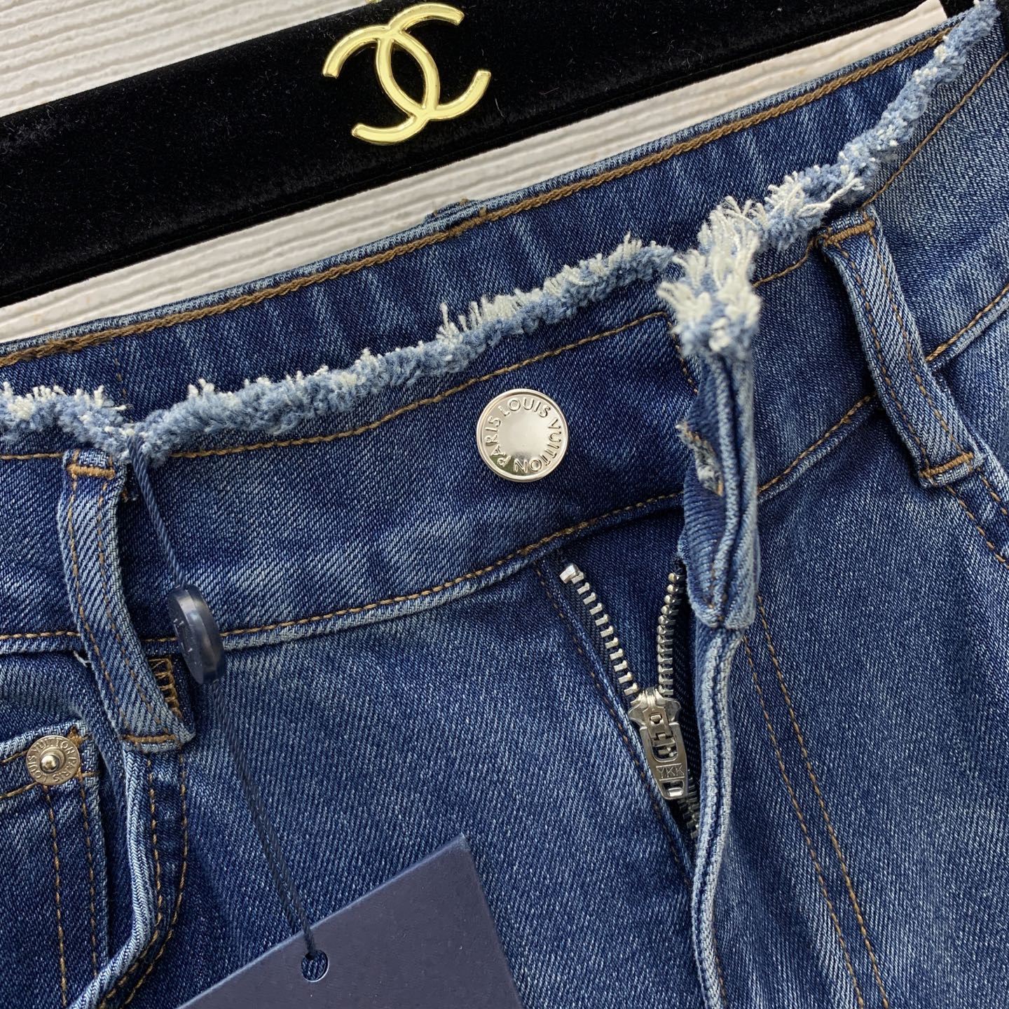 louis vuitton washed denim flared jeans