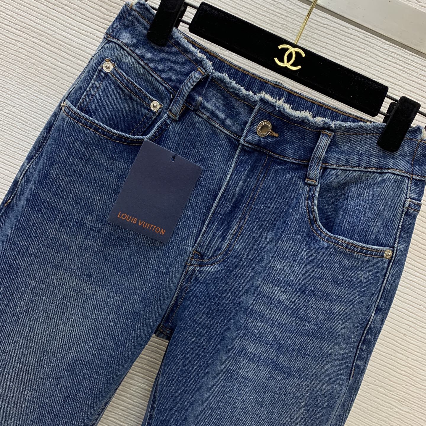 louis vuitton washed denim flared jeans