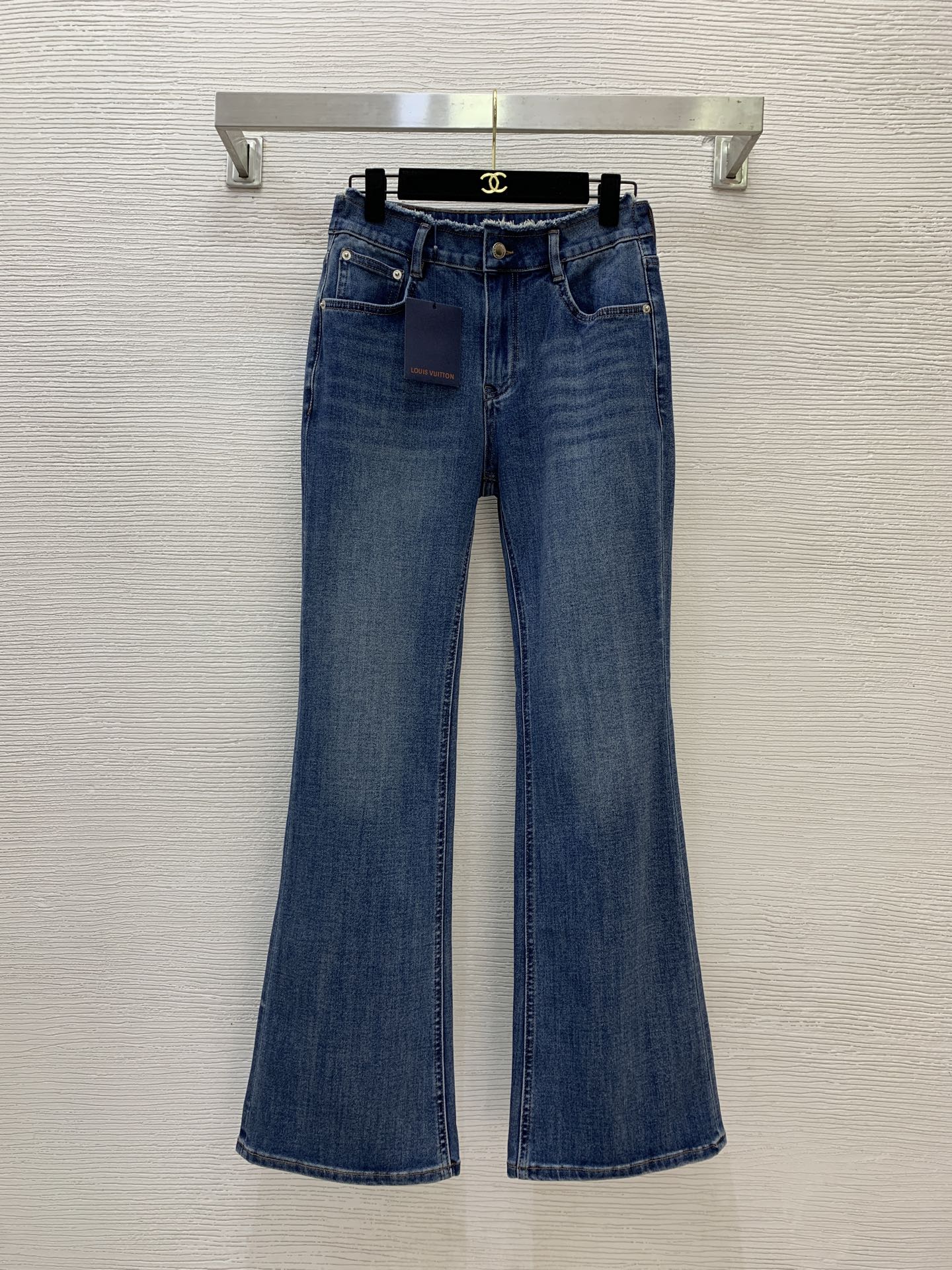 louis vuitton washed denim flared jeans