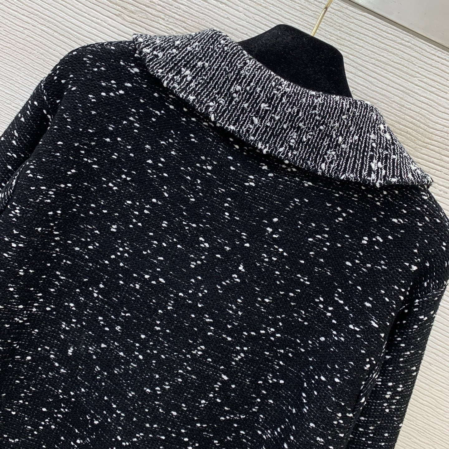 Chanel Black Speckled Half Zip Sweater