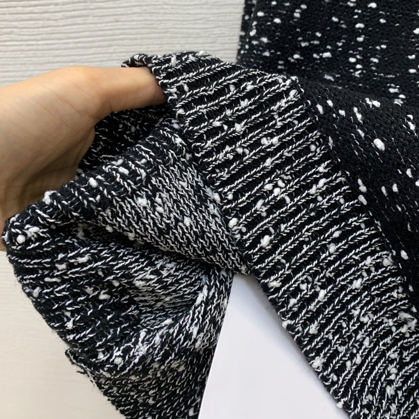 Chanel Black Speckled Half Zip Sweater