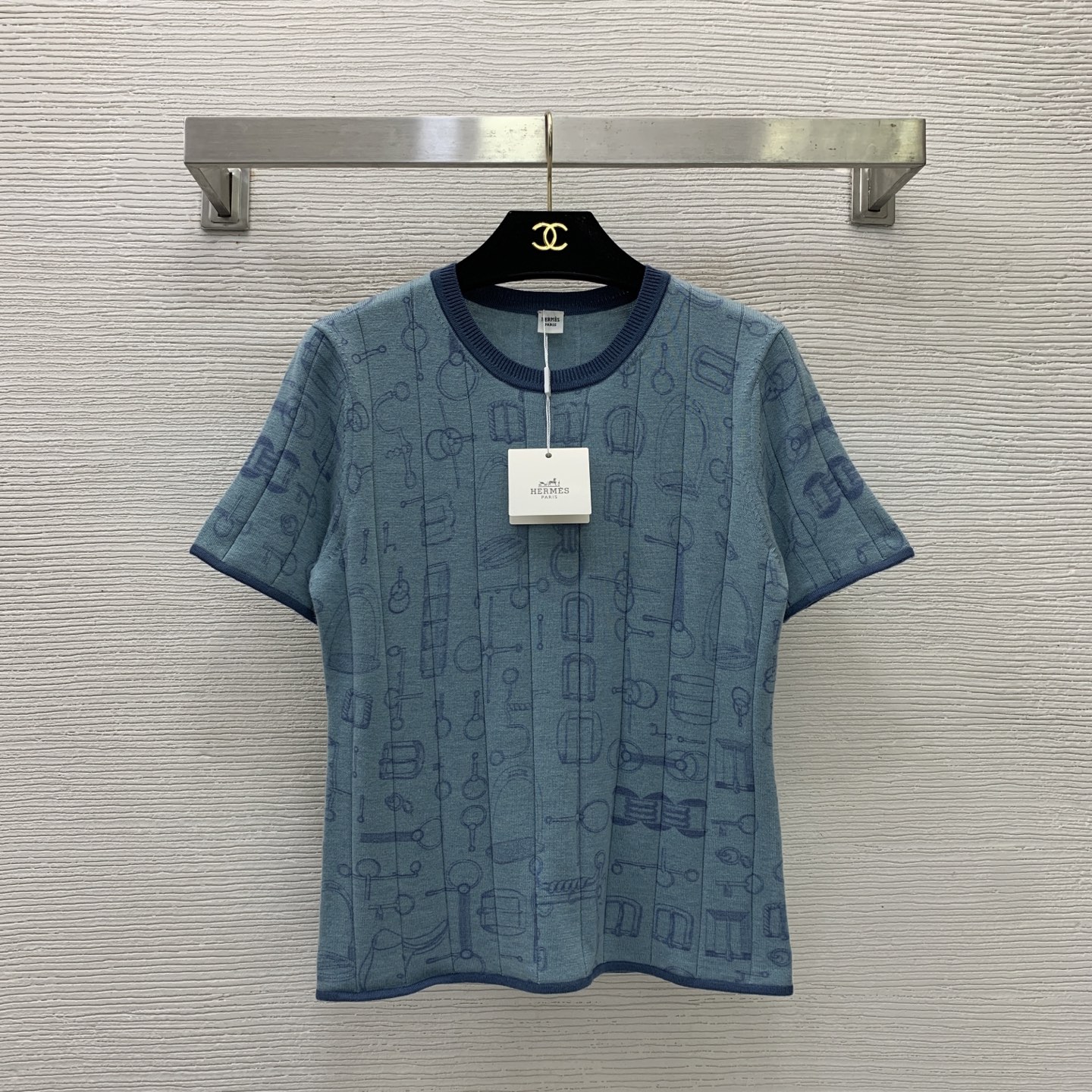 Hermes Equestrian Print Knit Top