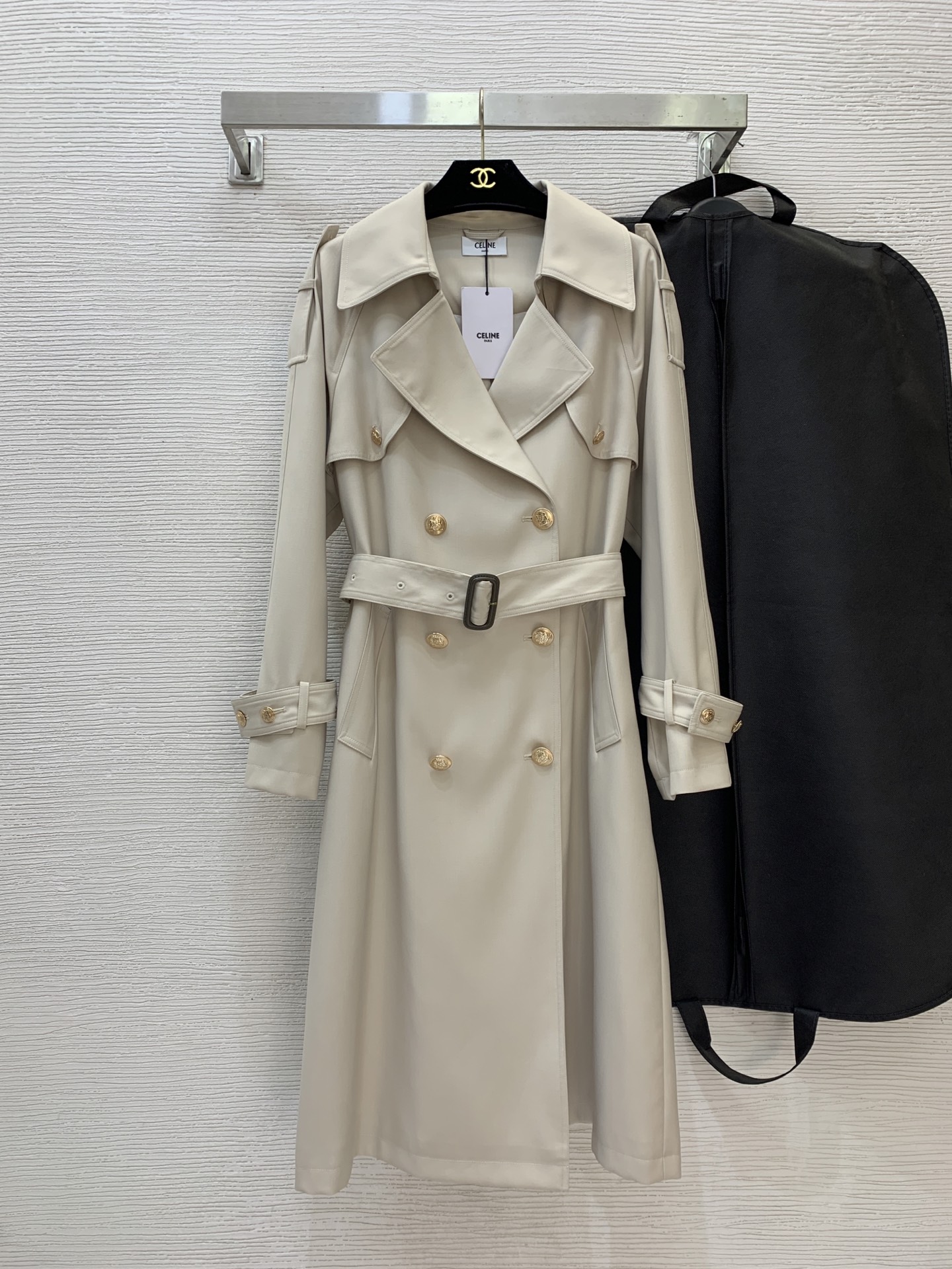 Celine White Belted Trench Coat
