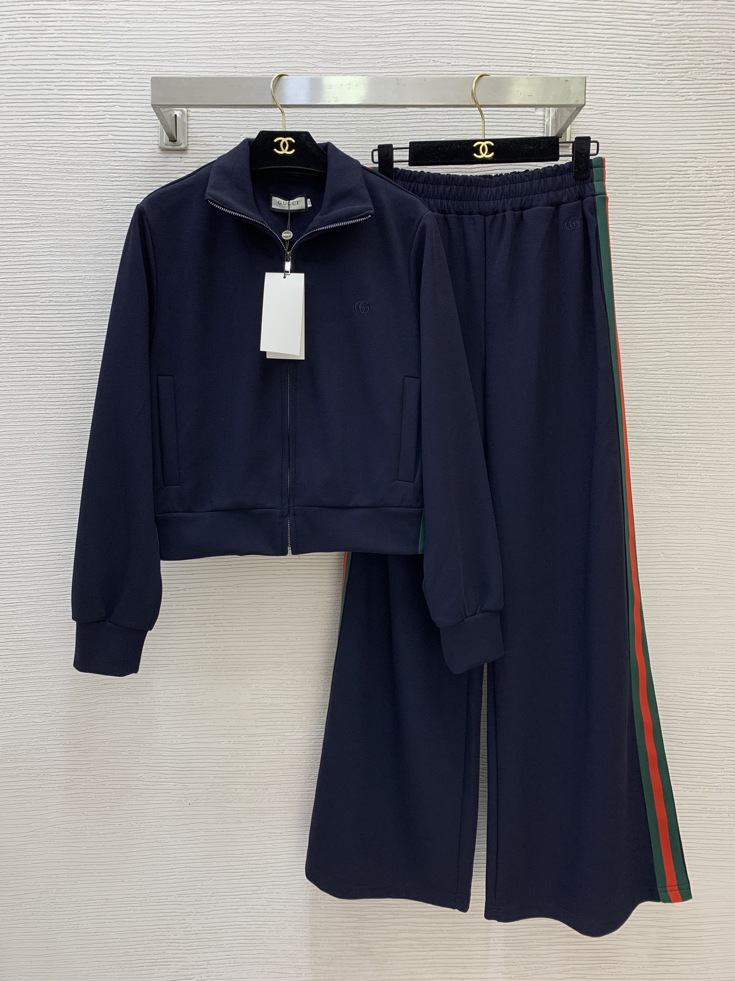 Gucci Navy Stripe Trim Lounge Set