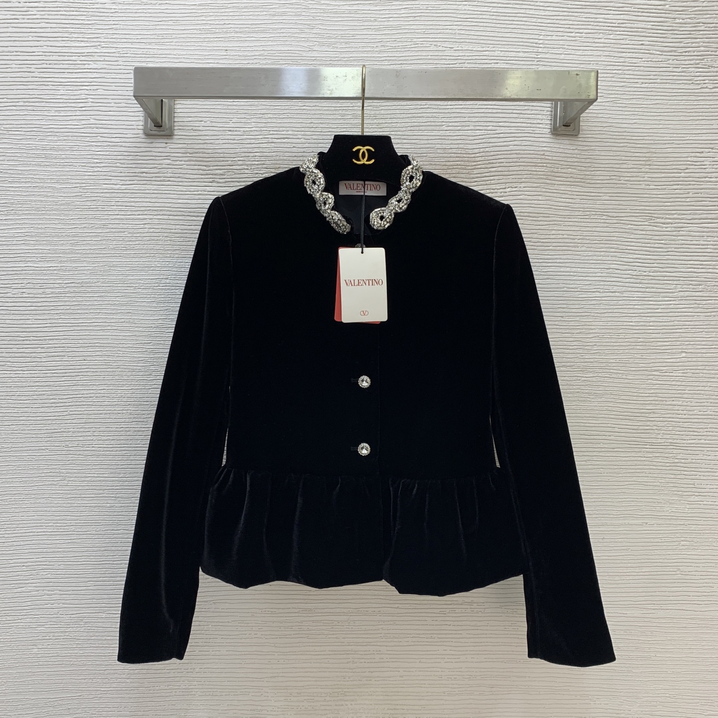 Valentino Crystal Collar Velvet Jacket