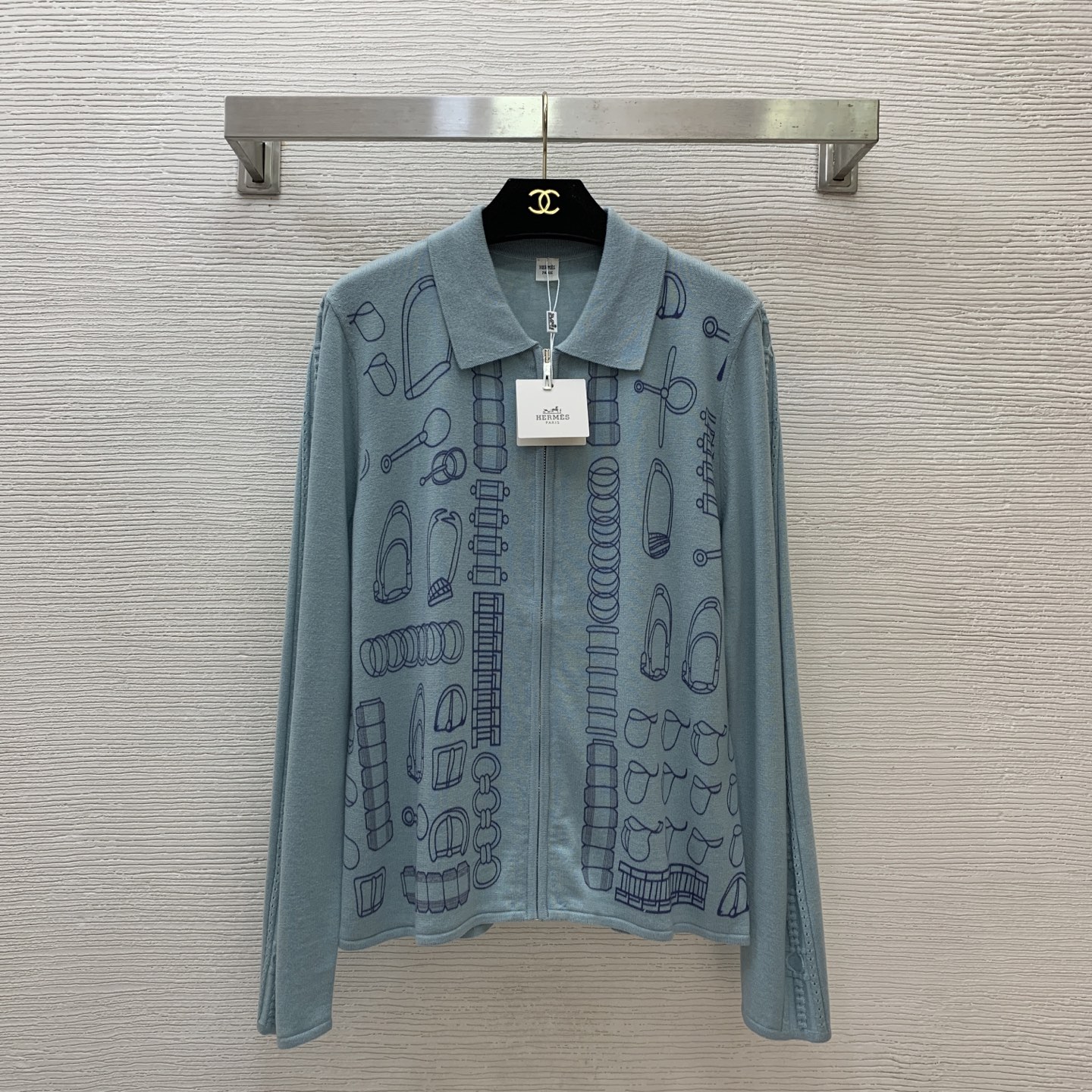 Hermes Equestrian Zip Polo Sweater