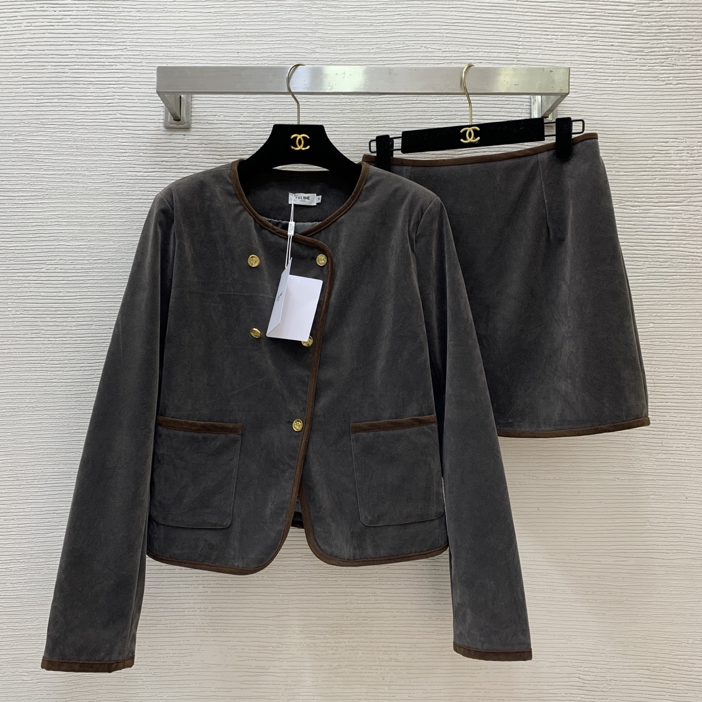 Celine Gold Button Jacket Skirt Set