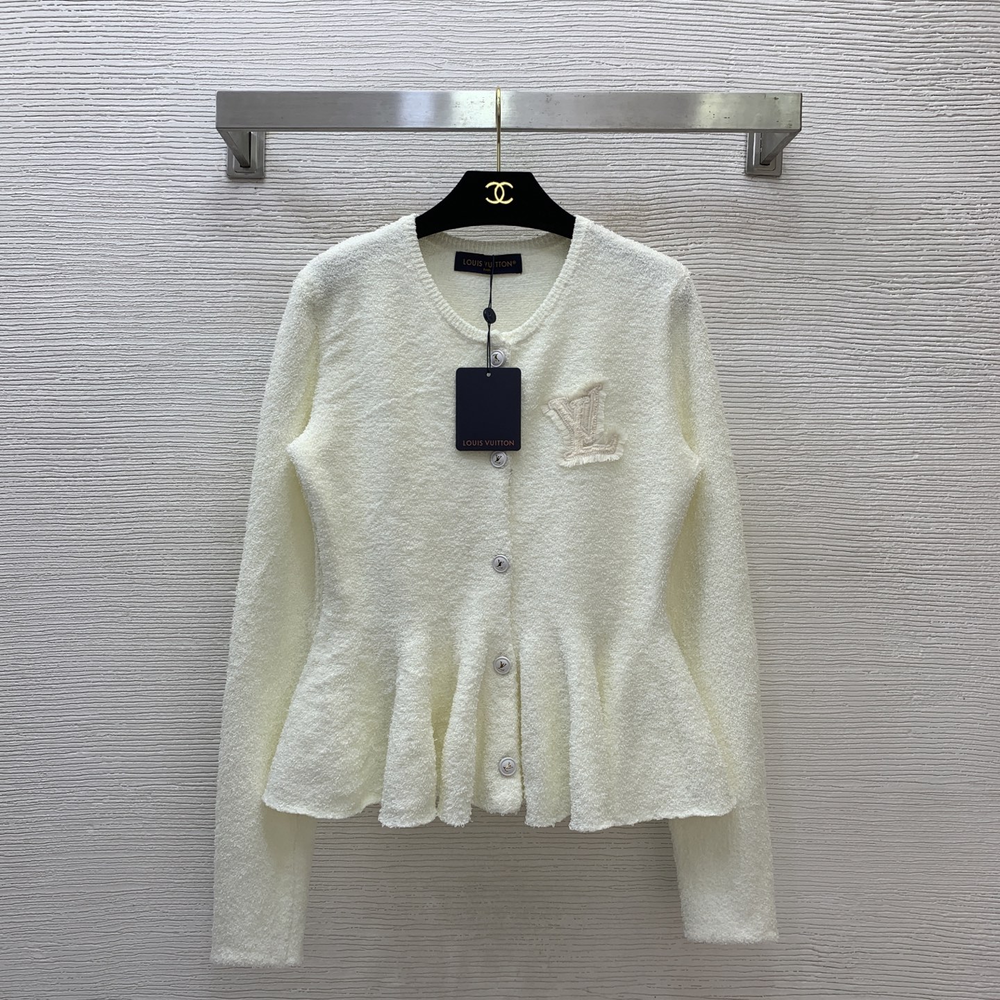 Louis Vuitton Ivory Logo Button Cardigan
