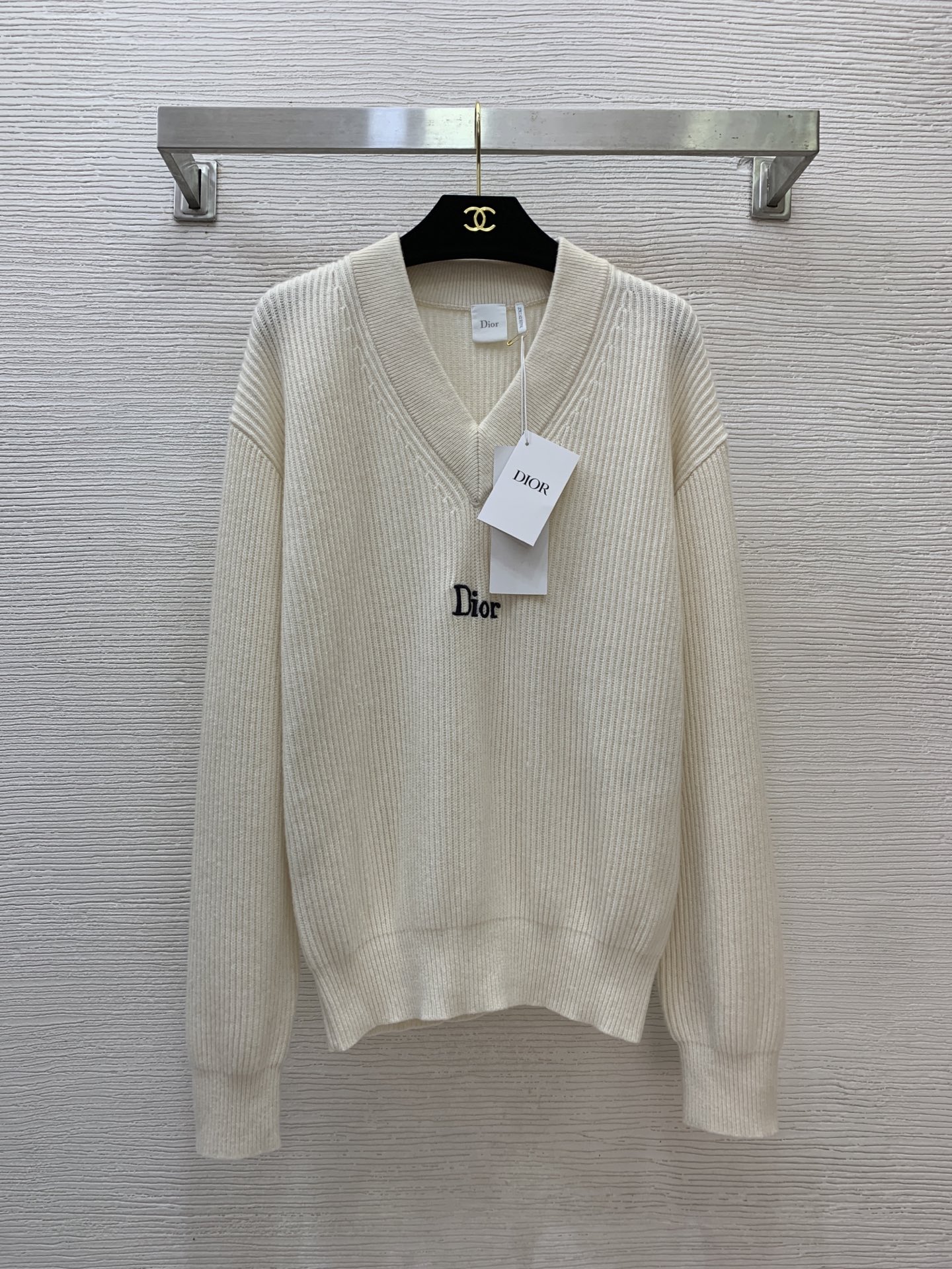 Dior Cream V Neck Sweater