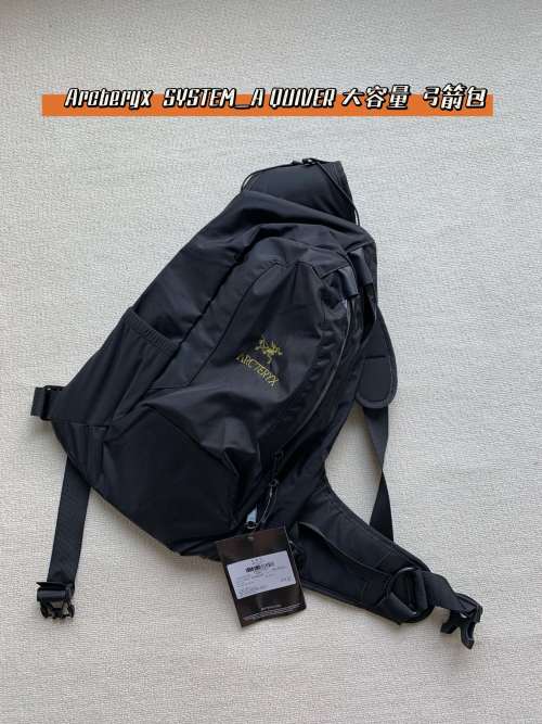 Arcteryx SYSTEM_A QUIVER Crossbody Bag, Large Capacity Nylon, Black, Unisex