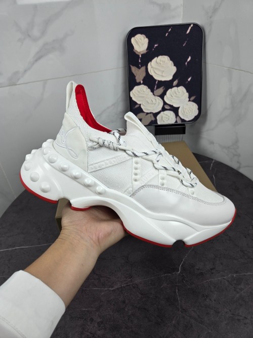 Christian Louboutin White Lycra and Knit Casual Sneakers for Men and Women 1 Christian Louboutin White Lycra and Knit Casual Sneakers for Men and Women