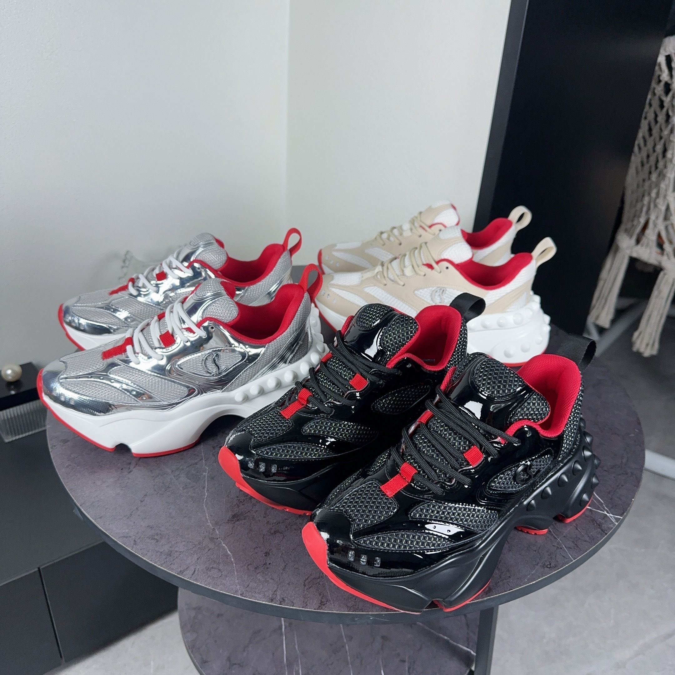 Christian Louboutin Beige Red Sneakers
