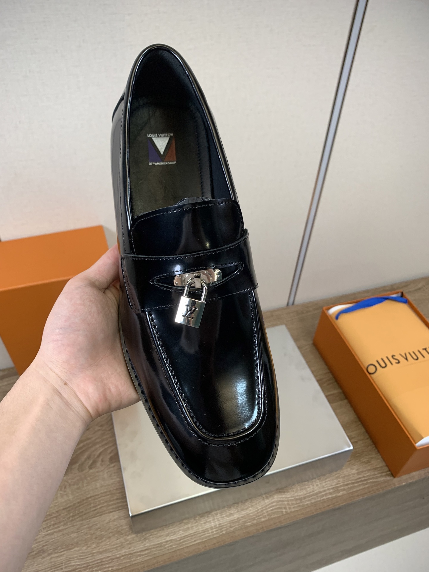 Louis Vuitton Men's Black Leather Loafers with Lock Detail, Sizes 39-46 6 i1749916505830 7614 0 6