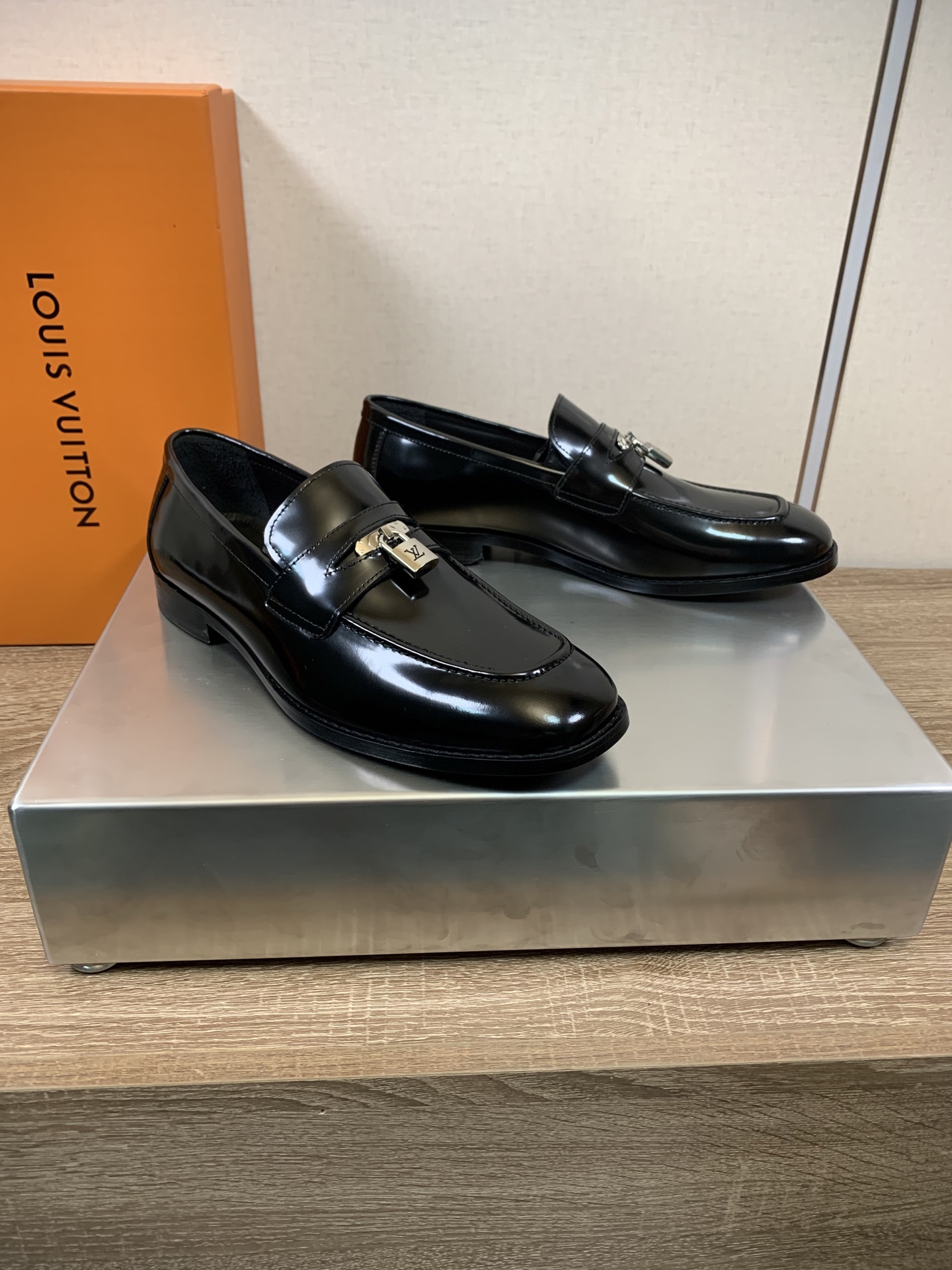 Louis Vuitton Men's Black Leather Loafers with Lock Detail, Sizes 39-46 4 i1749916511363 1845 0 4