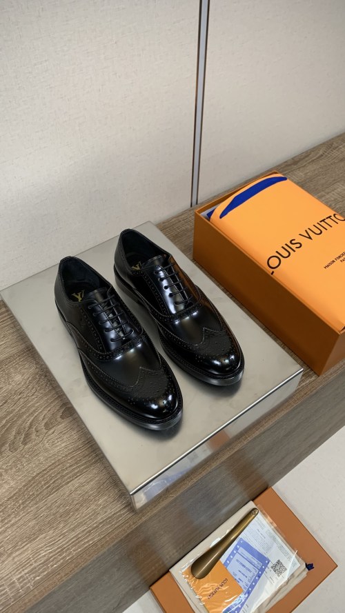 Louis Vuitton Men's Black Leather Business Casual Dress Shoes Size 39-46 1 Louis Vuitton Men's Black Leather Business Casual Dress Shoes Size 39-46