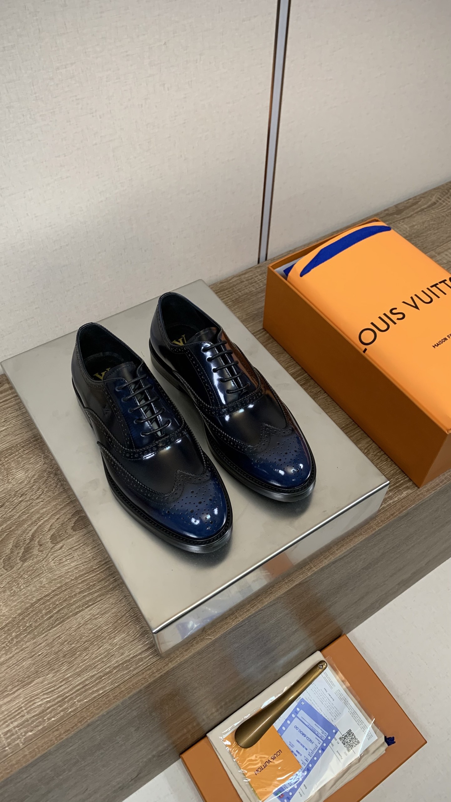 Louis Vuitton Men's Blue Leather Business Casual Dress Shoes, Sizes 39-46