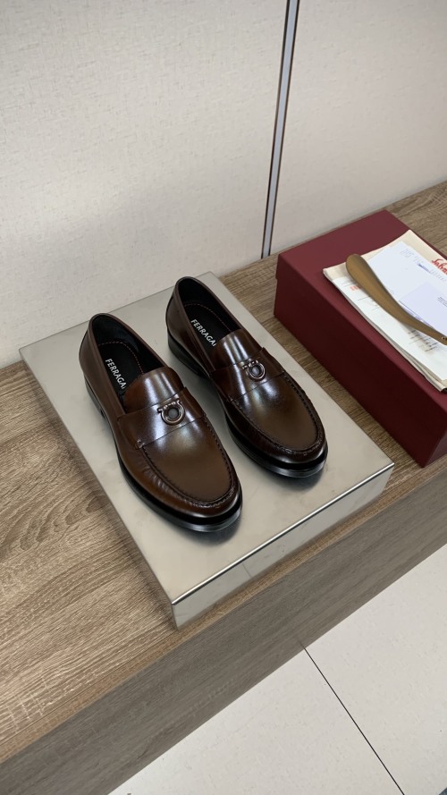 Ferragamo Men's Brown Leather Loafers - Business Casual Shoes Size 39-46 1 Ferragamo Men's Brown Leather Loafers - Business Casual Shoes Size 39-46