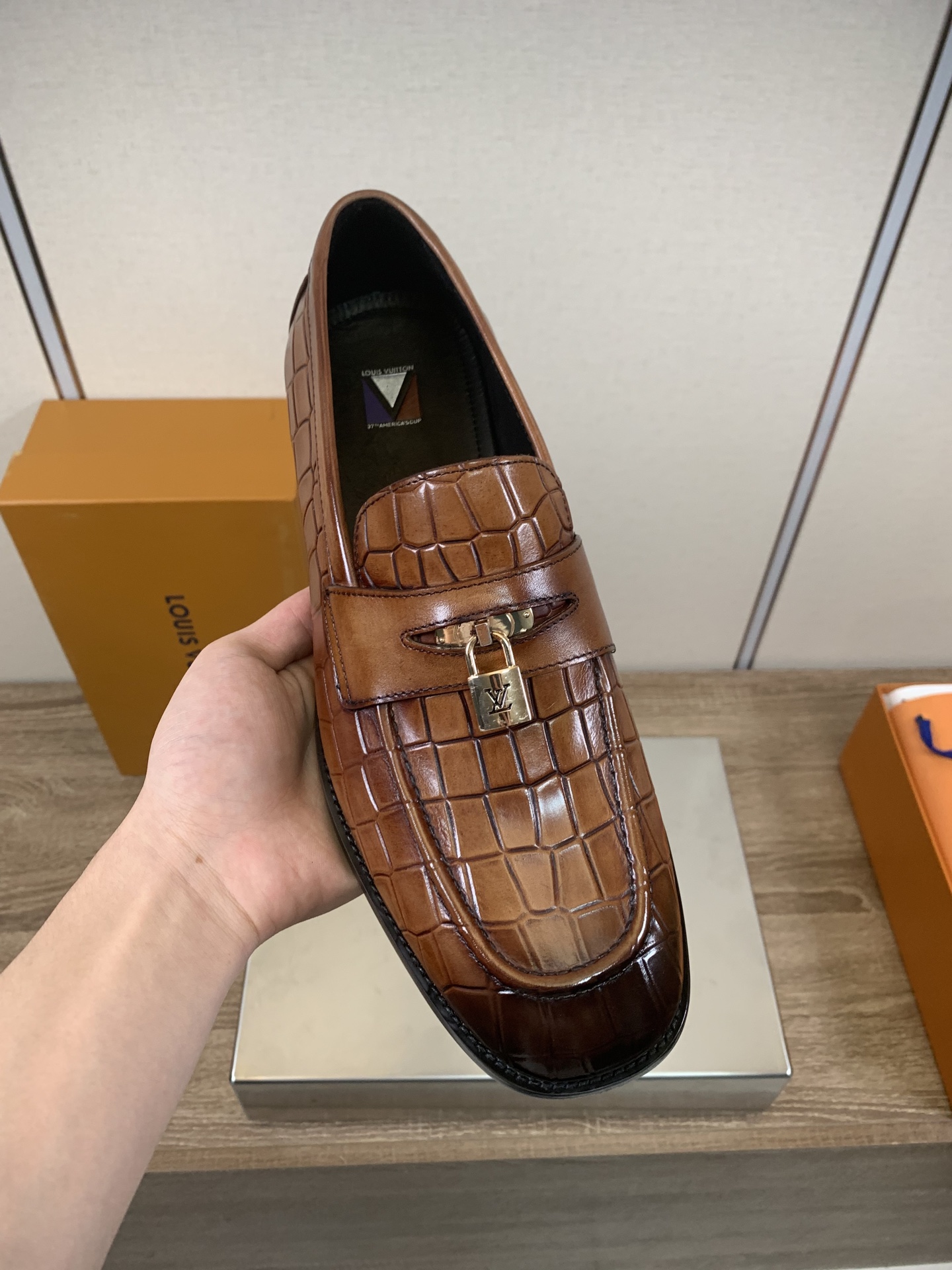 Louis Vuitton Men's Brown Leather Business Casual Loafers Dress Shoes 6 i1755527688264 7942 0 4